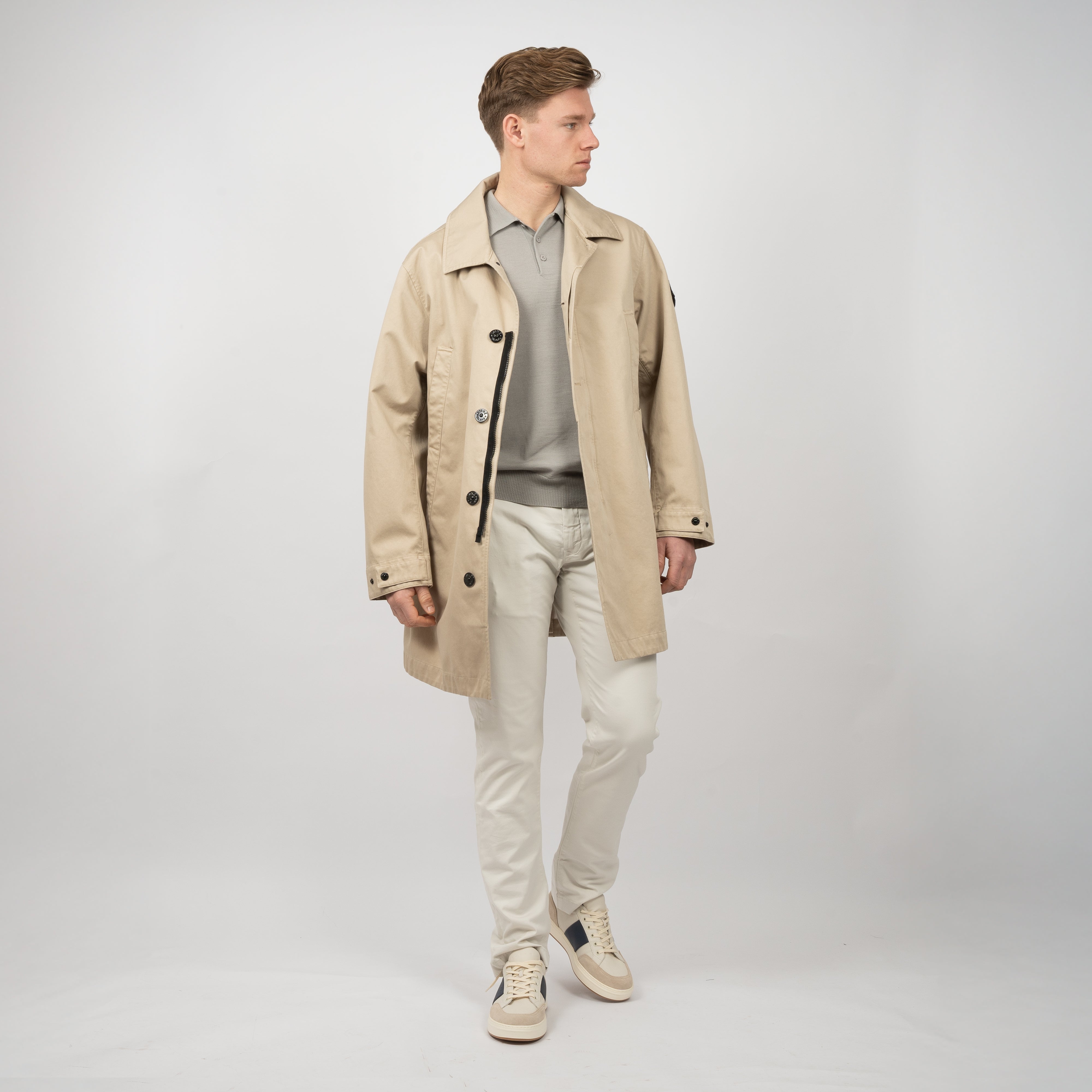 Stone Island Trench Coat Zand | Raso Gommato