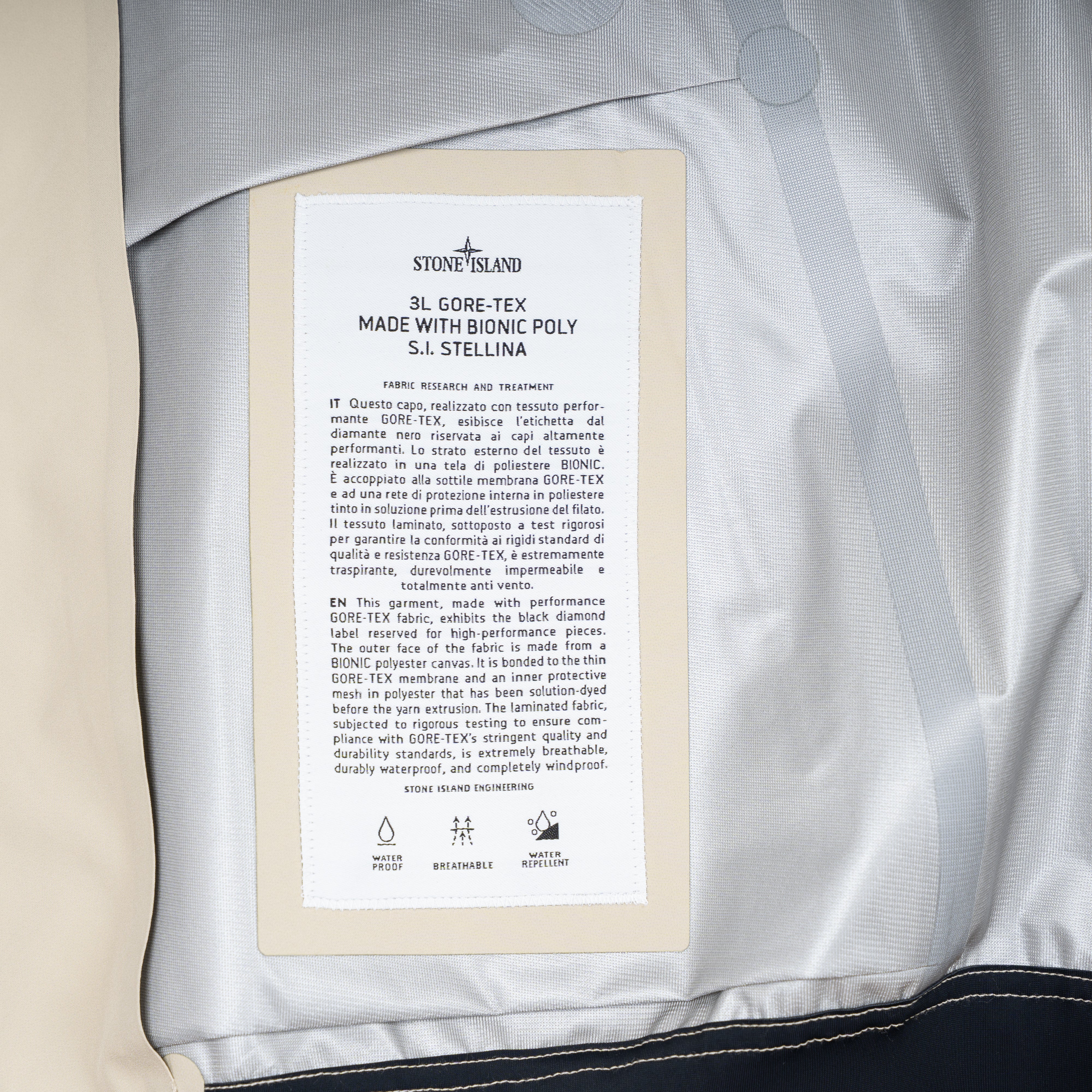 Stone Island Waterproof Jack Beige | Stellina GORE-TEX