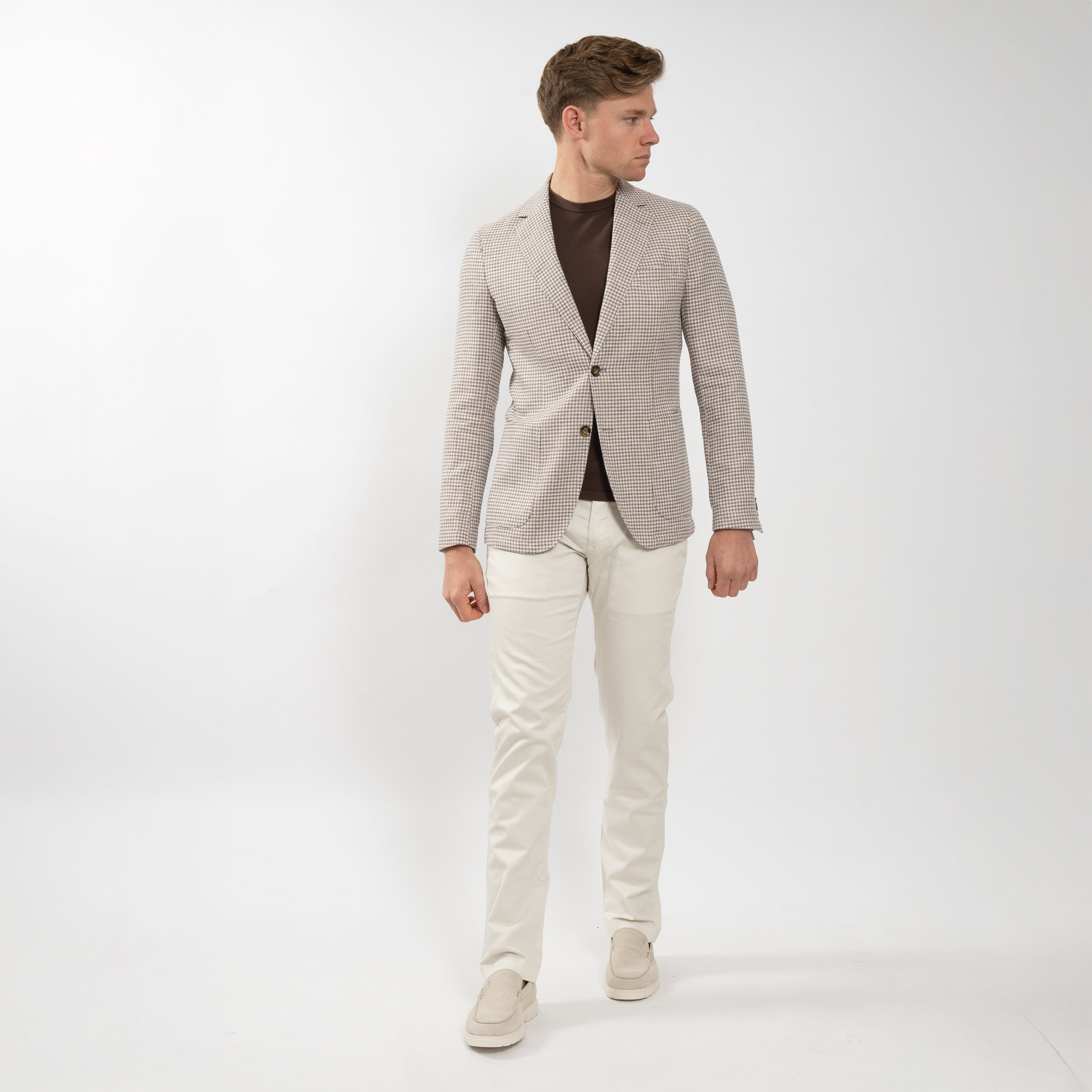 SEVEN DIALS Colbert Pied-de-Poule Lichtbruin | Aldrid