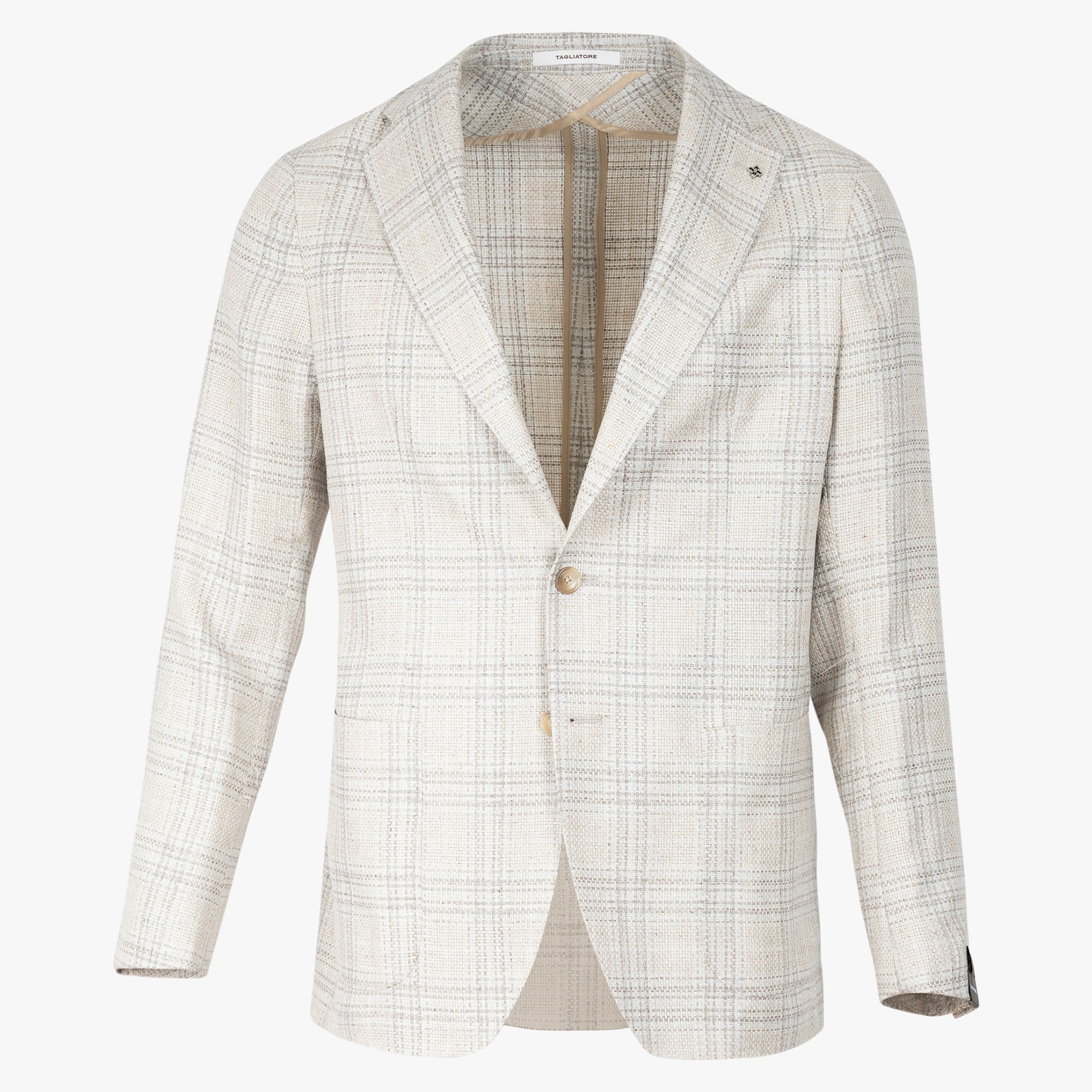 TAGLIATORE Colbert Beige Geruit | Cotton & Silk