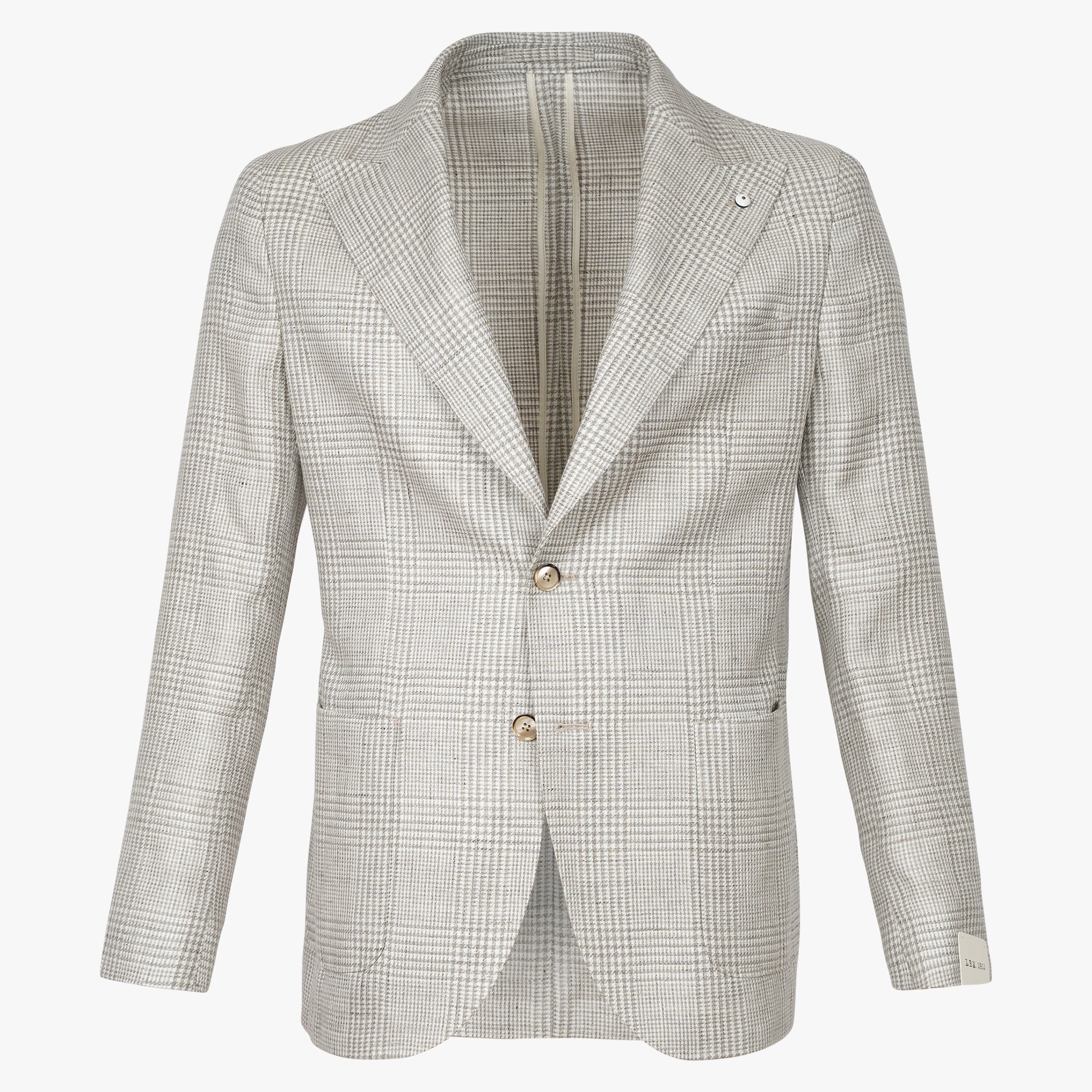 Luigi Bianch Colbert Beige Geruit | Linnen & Cotton