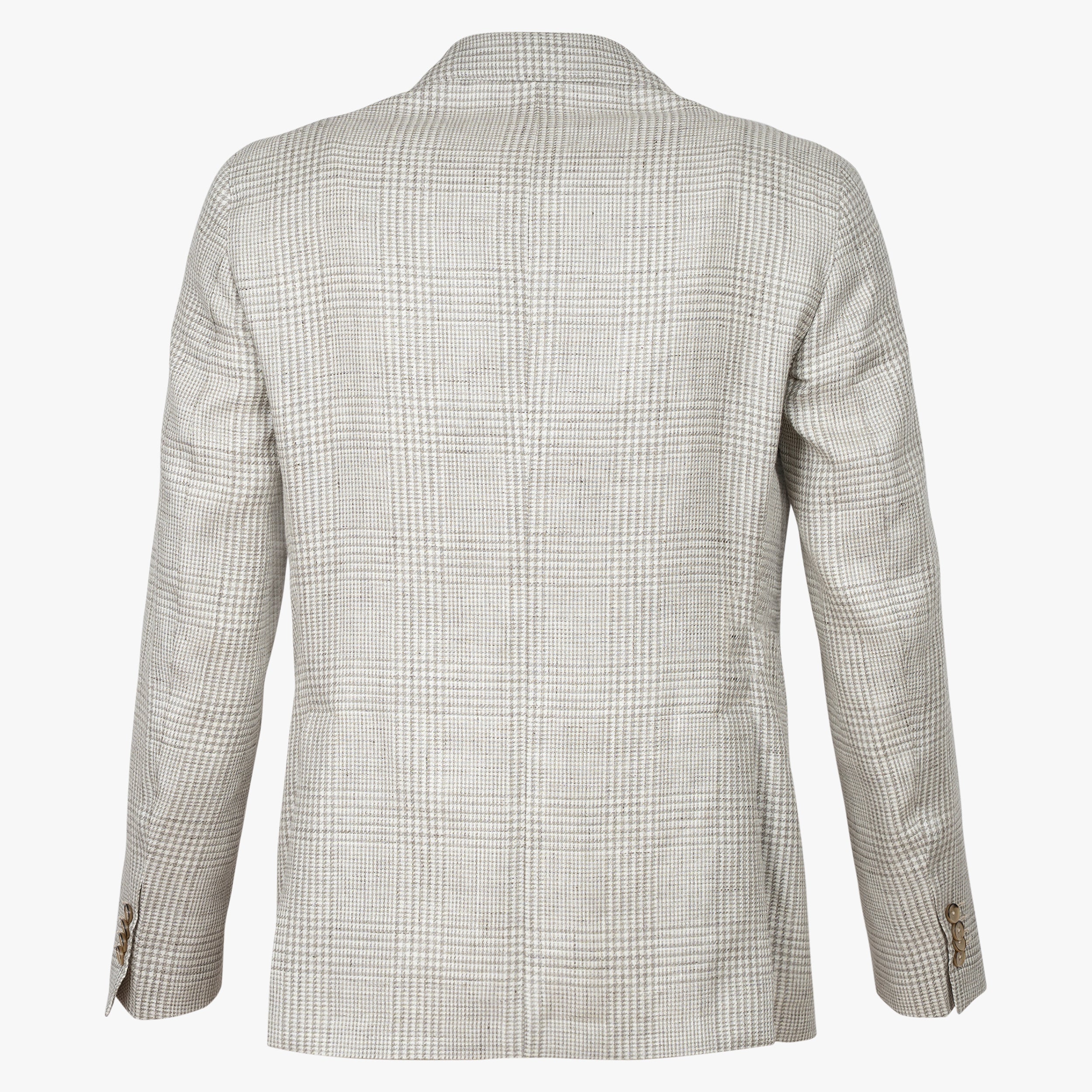 Luigi Bianch Colbert Beige Geruit | Linnen & Cotton
