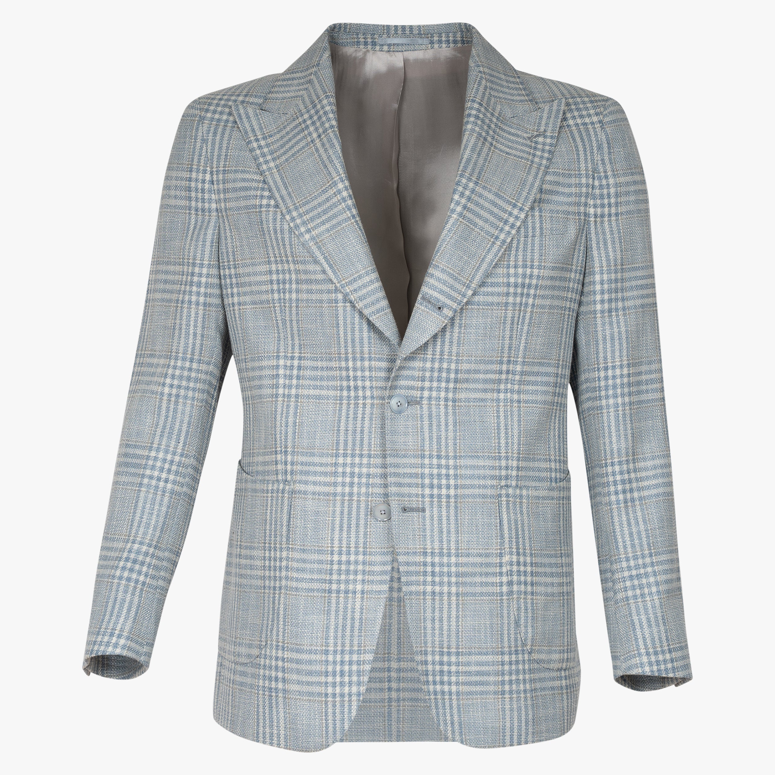 Munro Colbert Lichtblauw Geruit | Loro Piana Softime