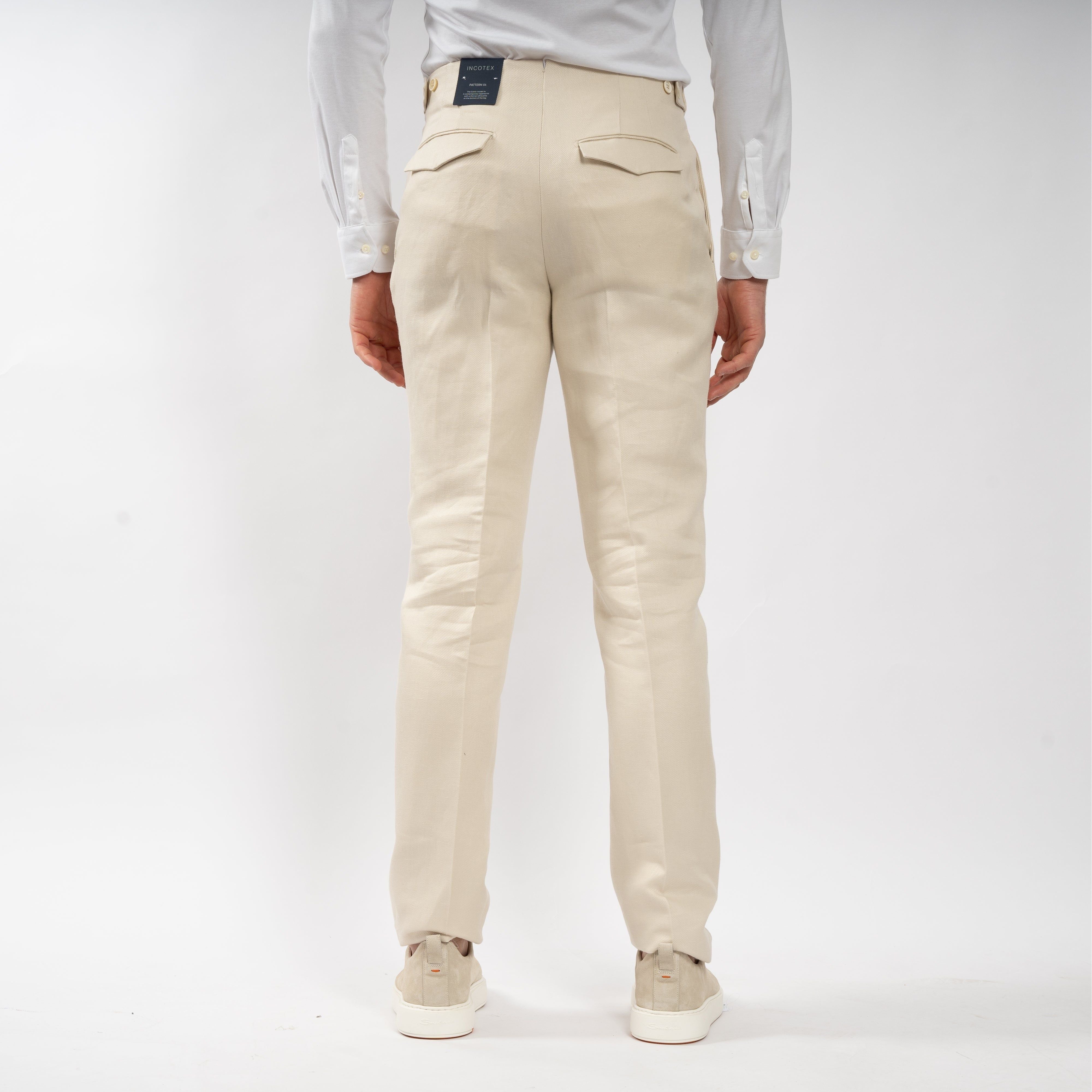Incotex Linnen Chino Creme | Pattern 54
