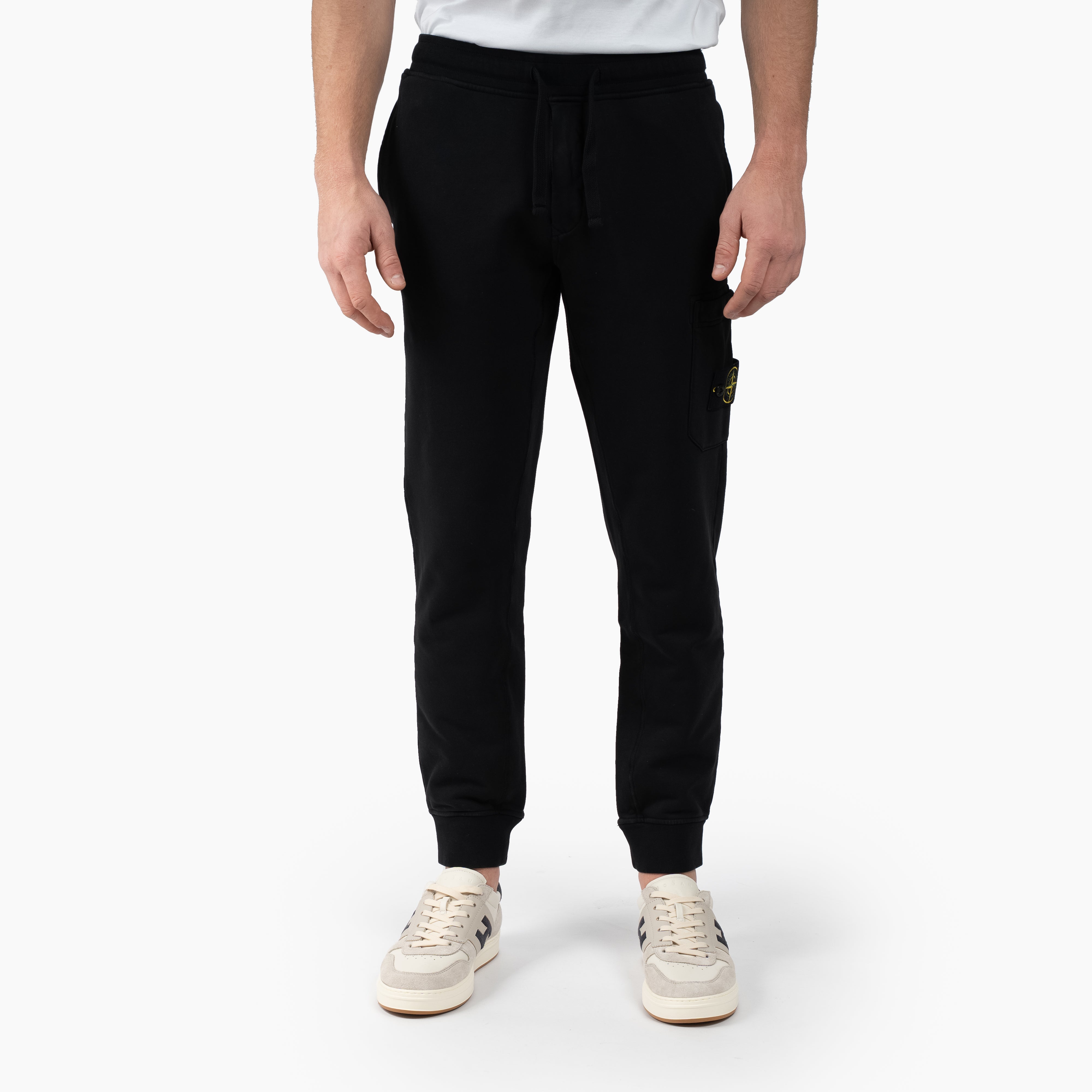 Stone Island Joggingbroek Zwart | Cotton Fleece