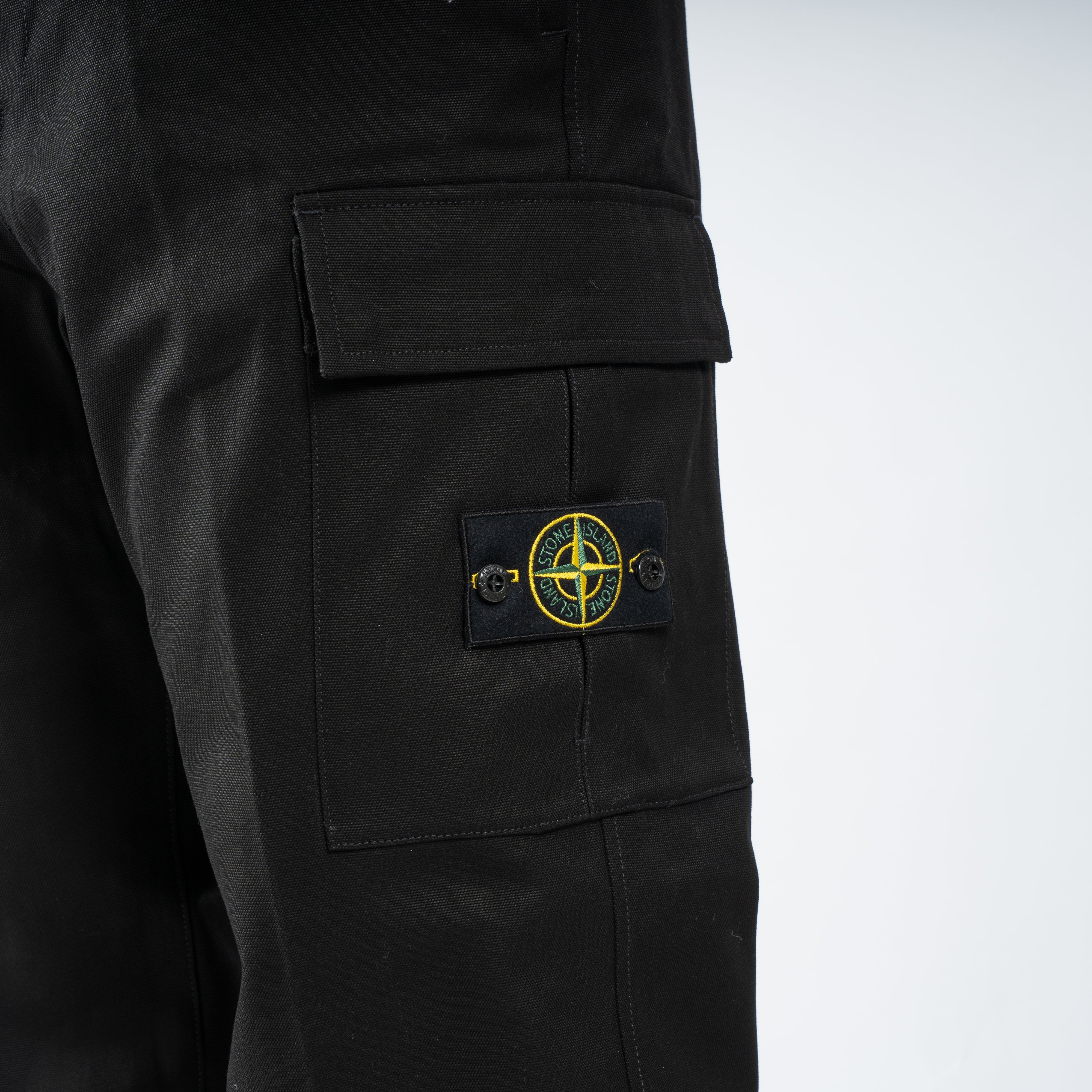 Stone Island Cargobroek Zwart | Panama Cotton Loose-Fit