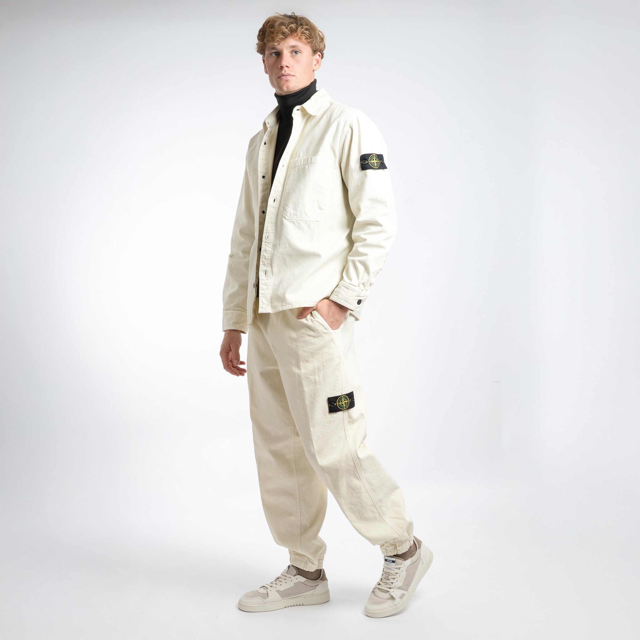 Stone Island Loose Fit Pantalon Crème | Panama Cotton