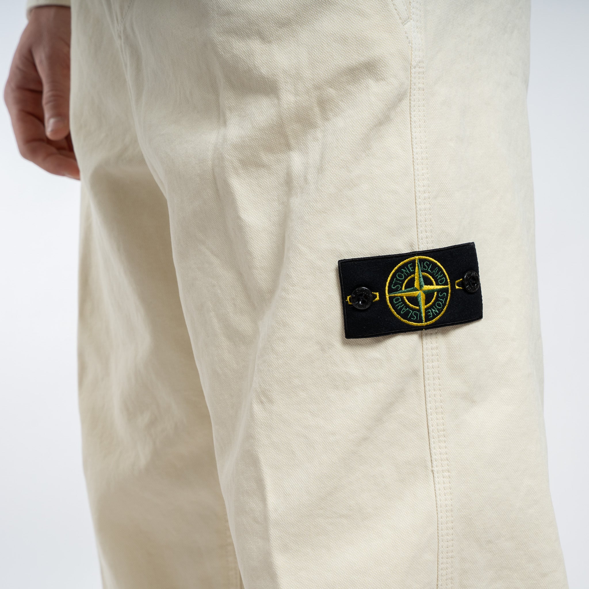 Stone Island Loose Fit Pantalon Crème | Panama Cotton
