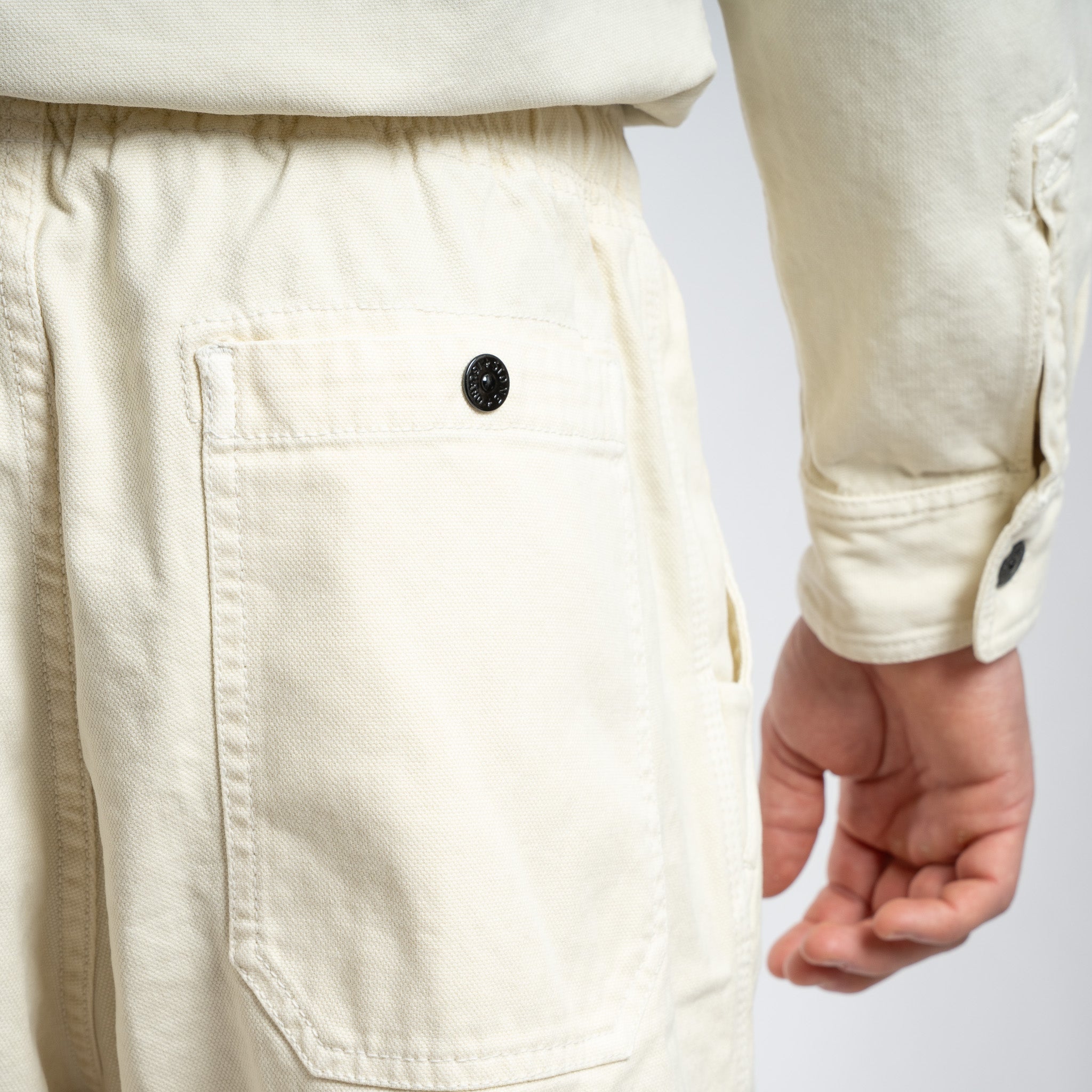 Stone Island Loose Fit Pantalon Crème | Panama Cotton
