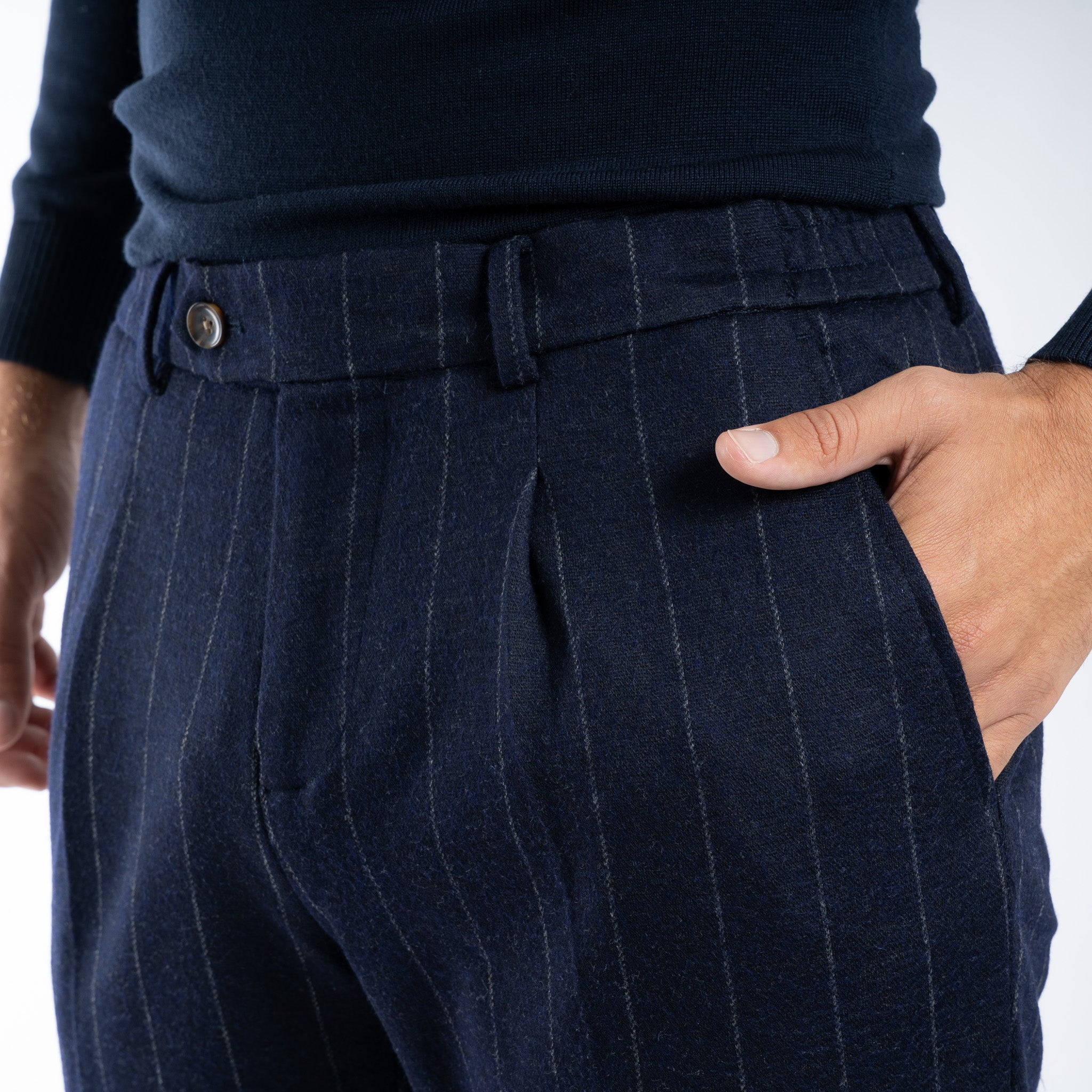 SEVEN DIALS Pantalon Donkerblauw Krijtstreep | Murdo