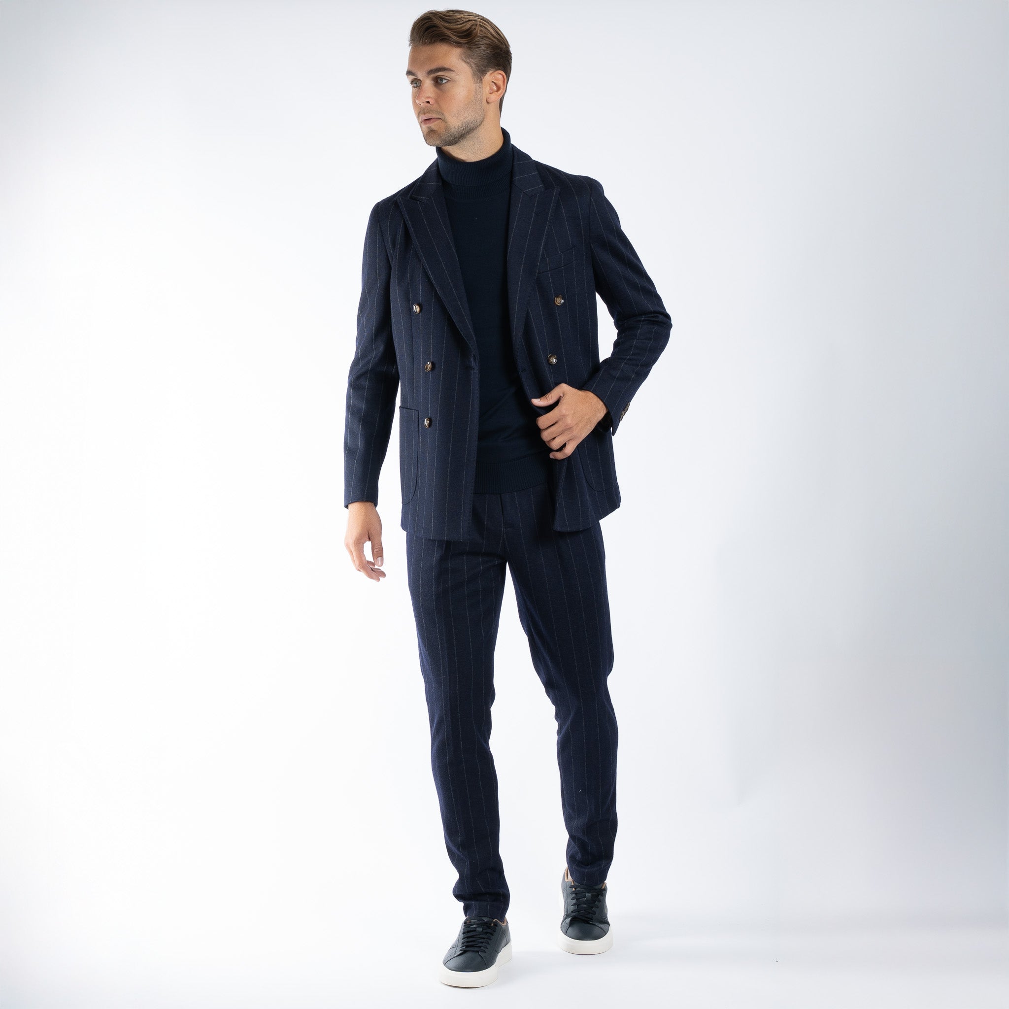 SEVEN DIALS Pantalon Donkerblauw Krijtstreep | Murdo