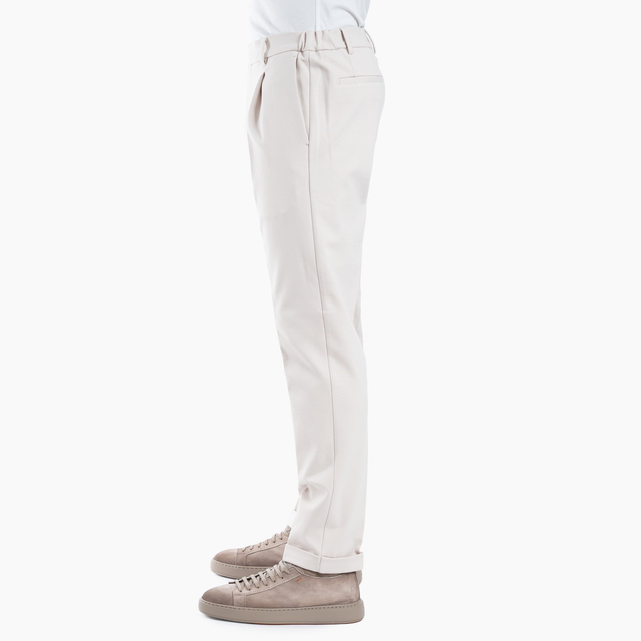 Berwich Chino met Bandplooi Creme | Retro