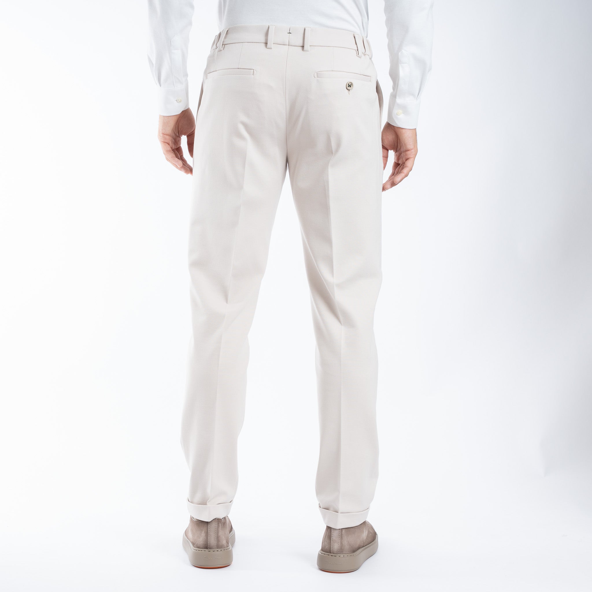 Berwich Chino met Bandplooi Creme | Retro