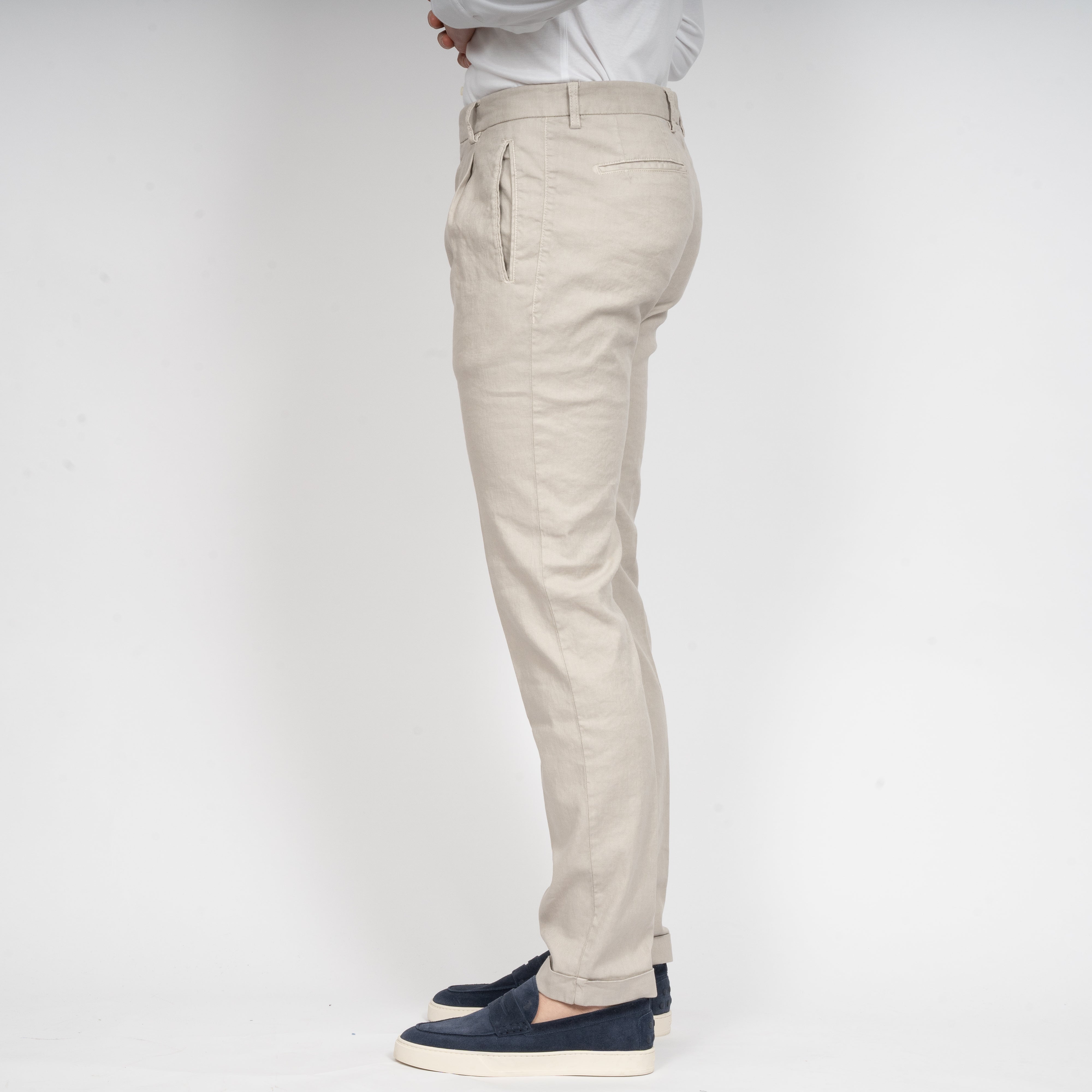 Berwich Chino met bandplooi Lichtgrijs | Retrolong