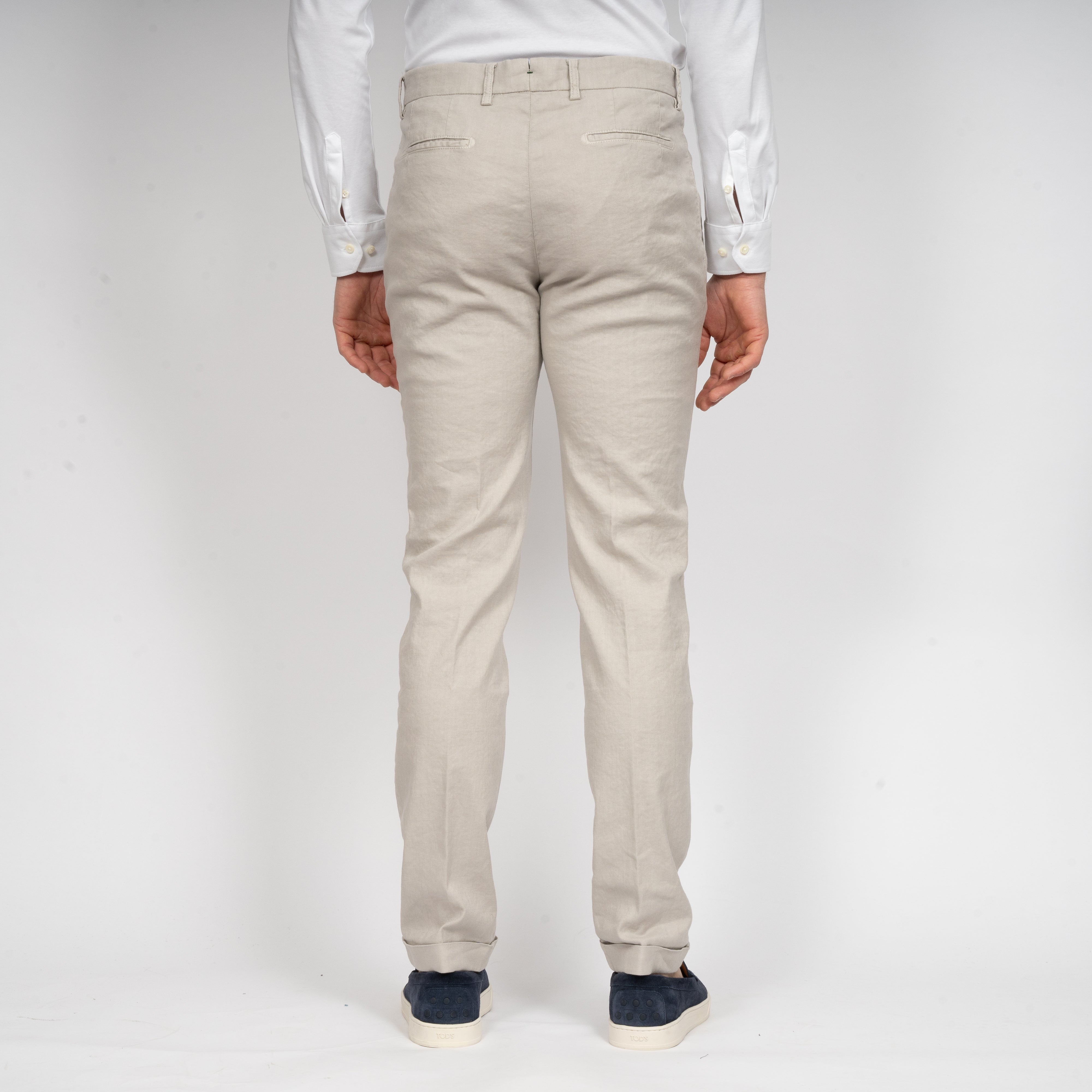 Berwich Chino met bandplooi Lichtgrijs | Retrolong