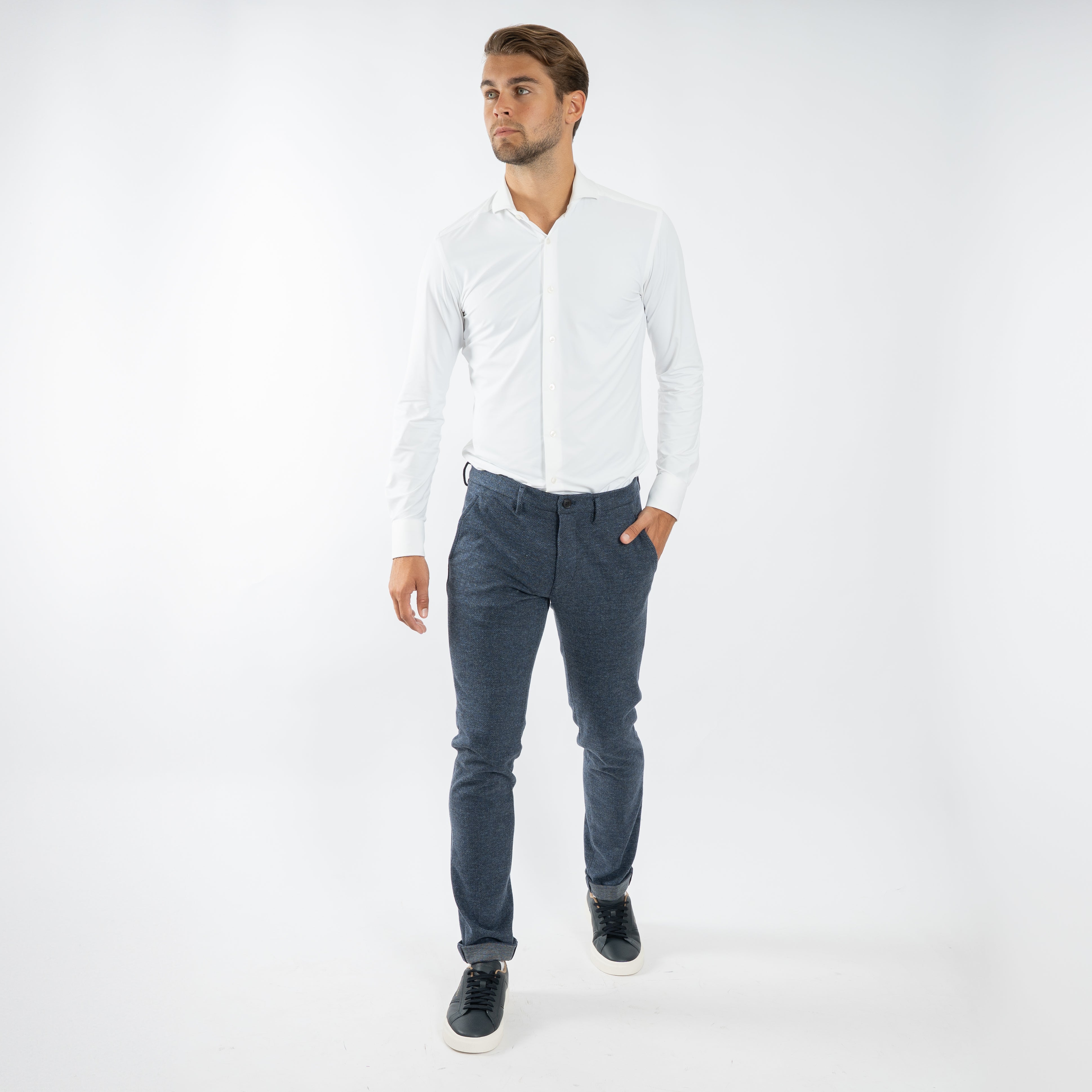Mason's Chino Donkerblauw Visgraat | Torino