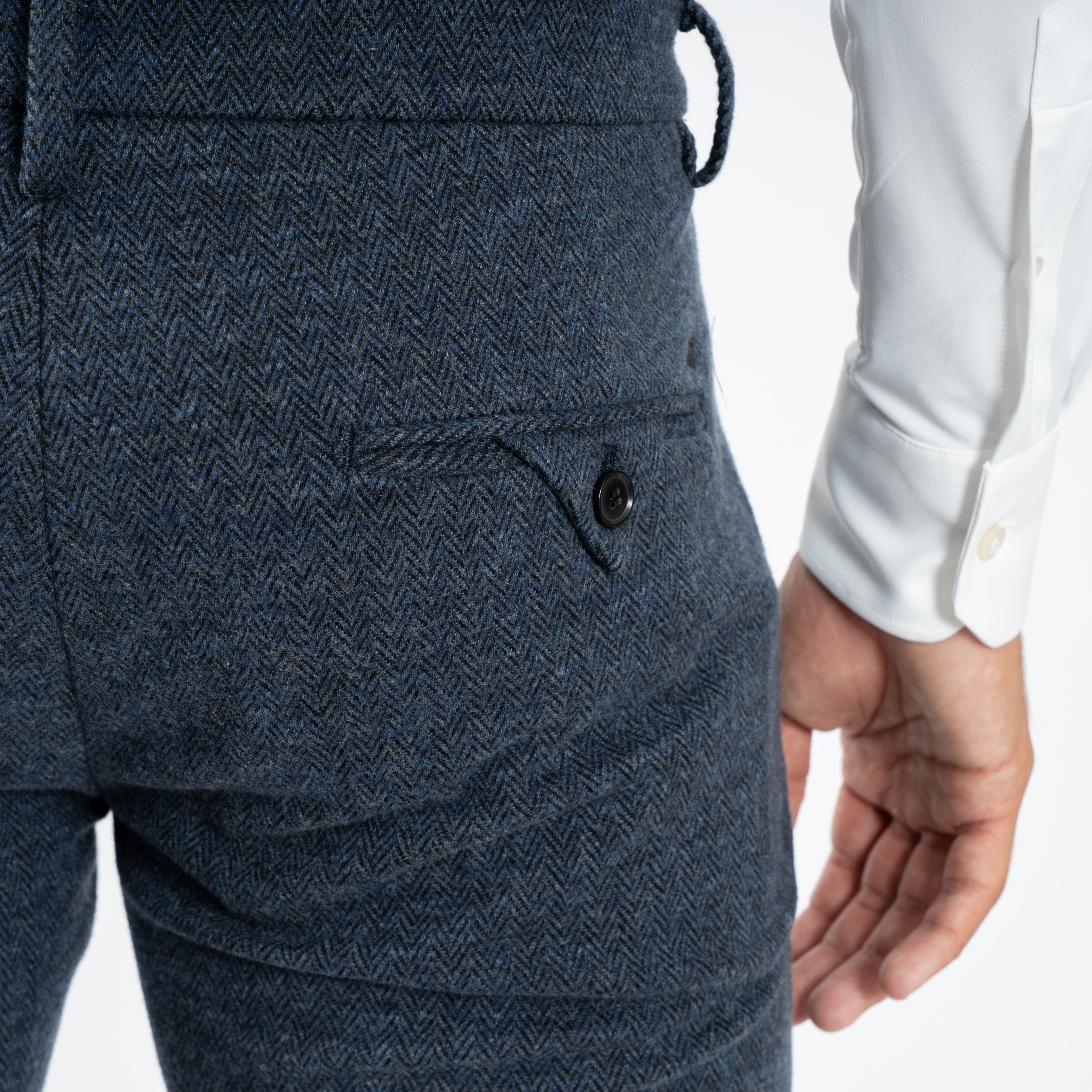 Mason's Chino Donkerblauw Visgraat | Torino