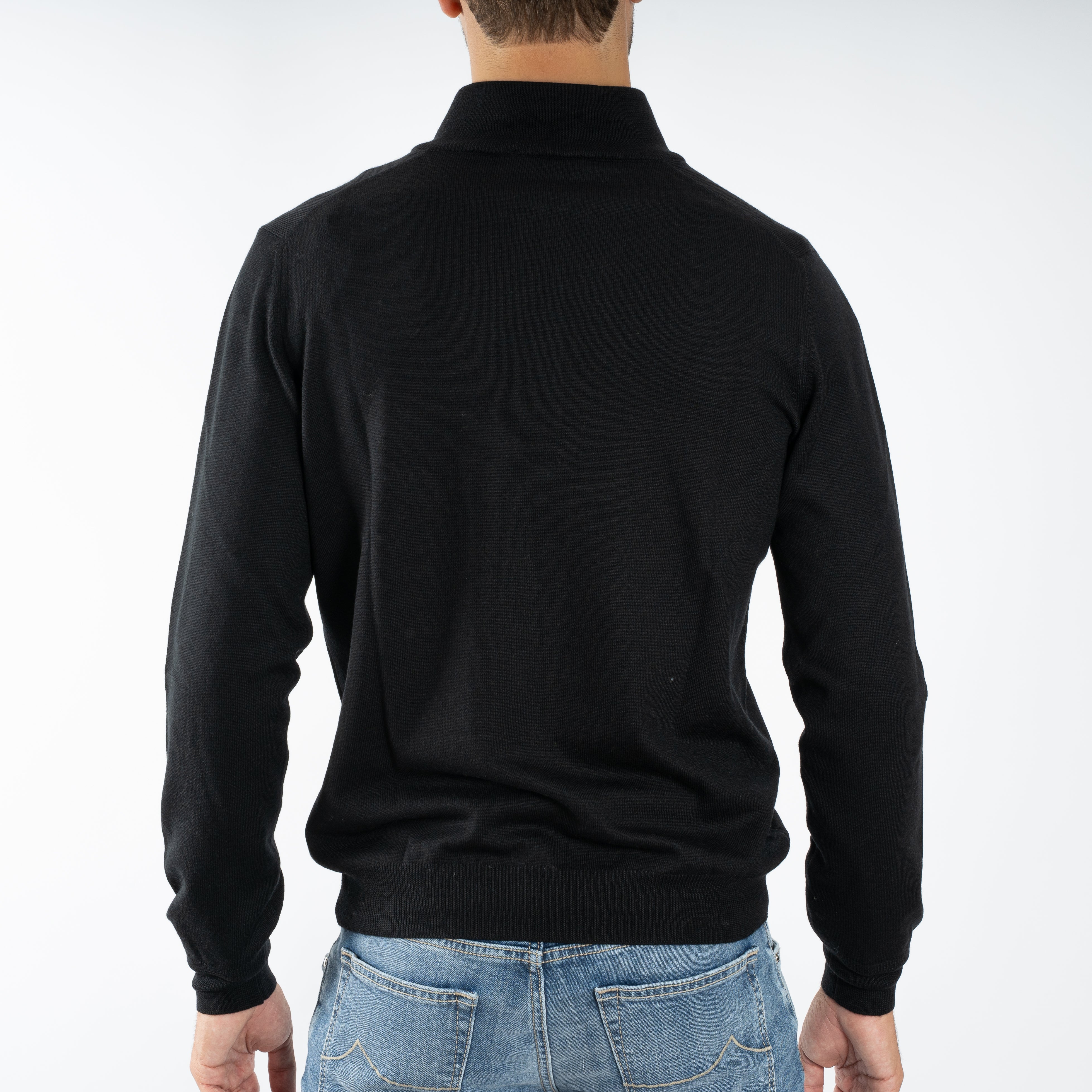 Gran Sasso Gebreide Trui met Rits Zwart | Extrafine Merino