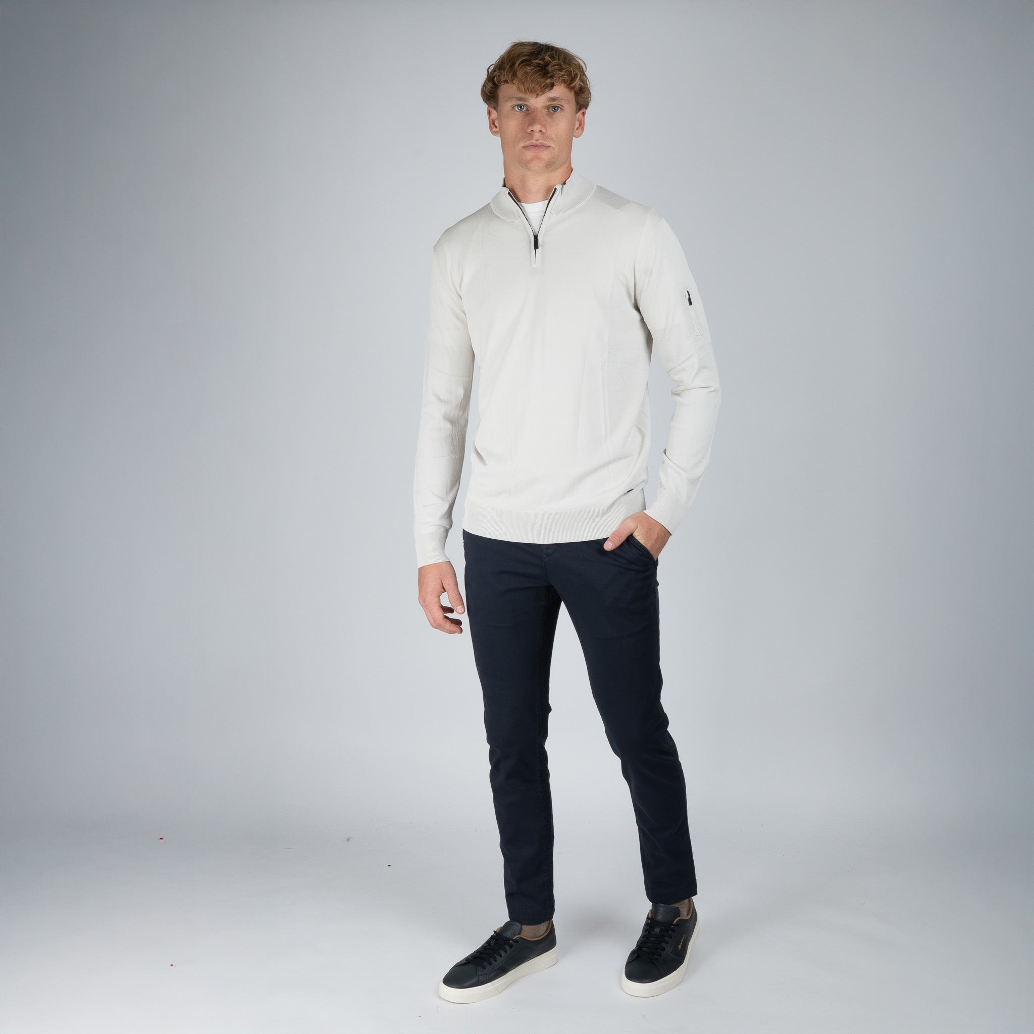 SEVEN DIALS Technische Trui met Rits Licht Grijs | Spike