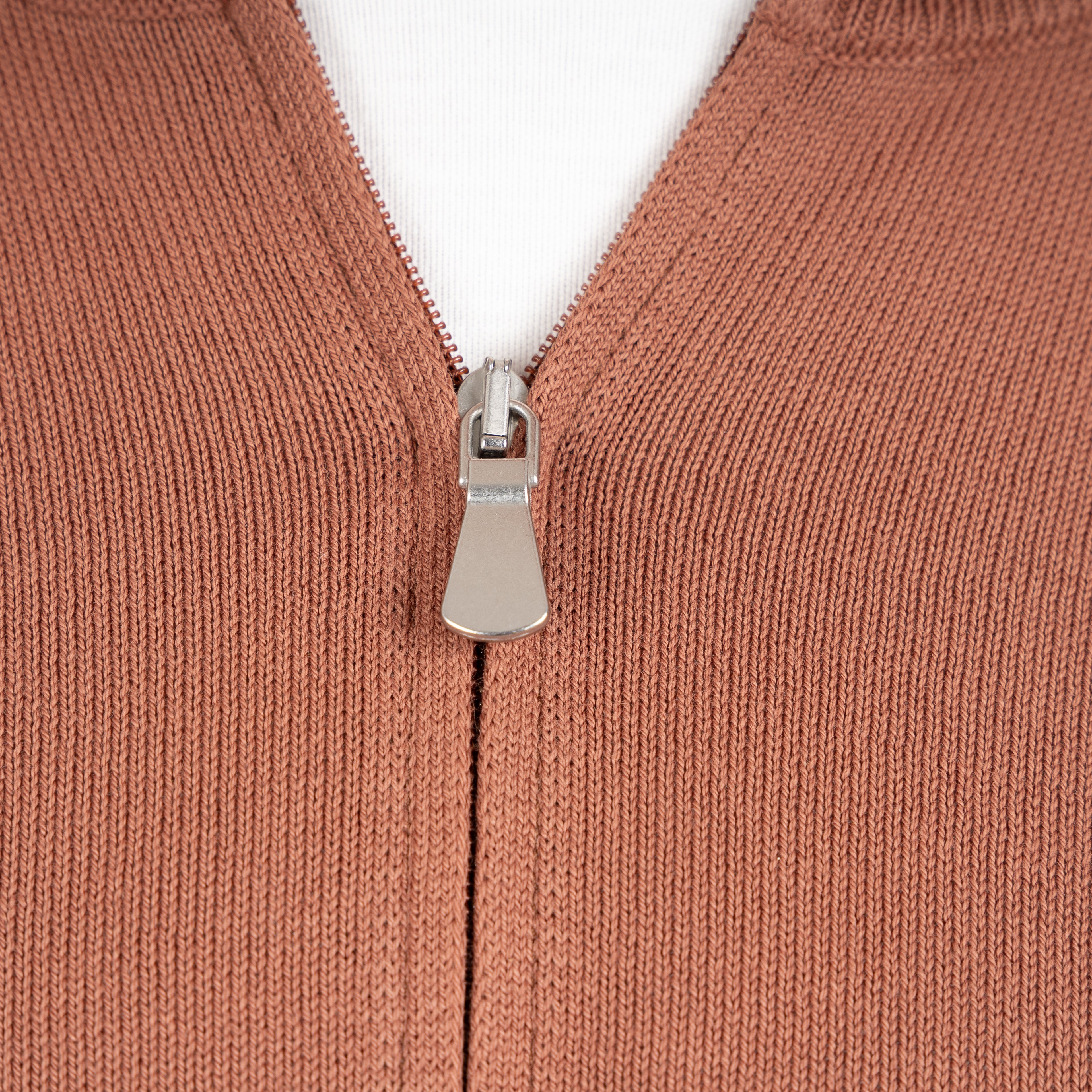 Gran Sasso Gebreide Trui met Rits Roestbruin | Egyptian Cotton