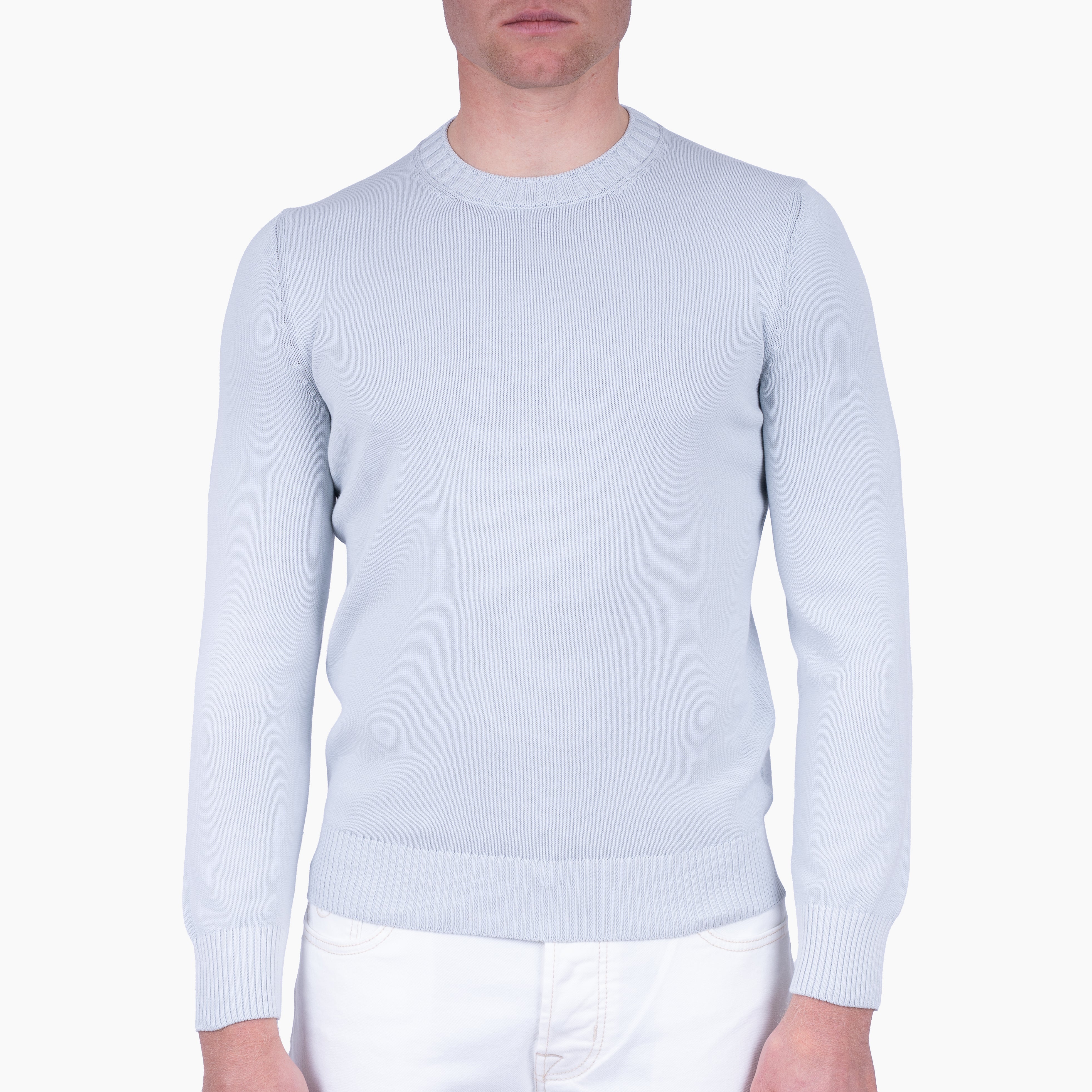 Gran Sasso Gebreide Trui Ronde Hals Grijs | Egyptian Cotton