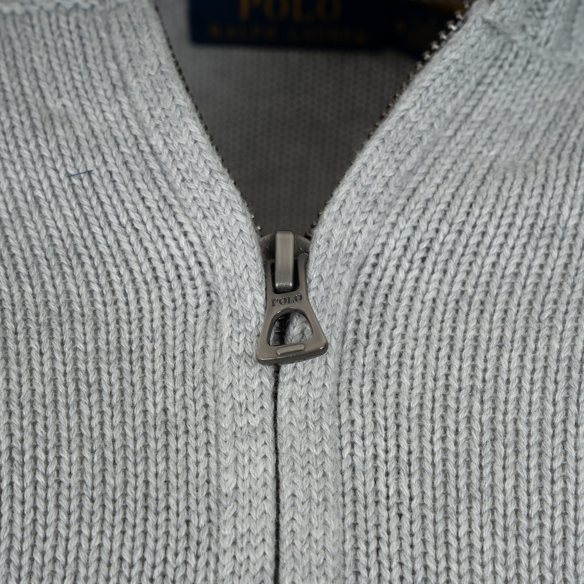 Ralph Lauren Gebreide Trui met Rits Grijs | Cotton Mockneck