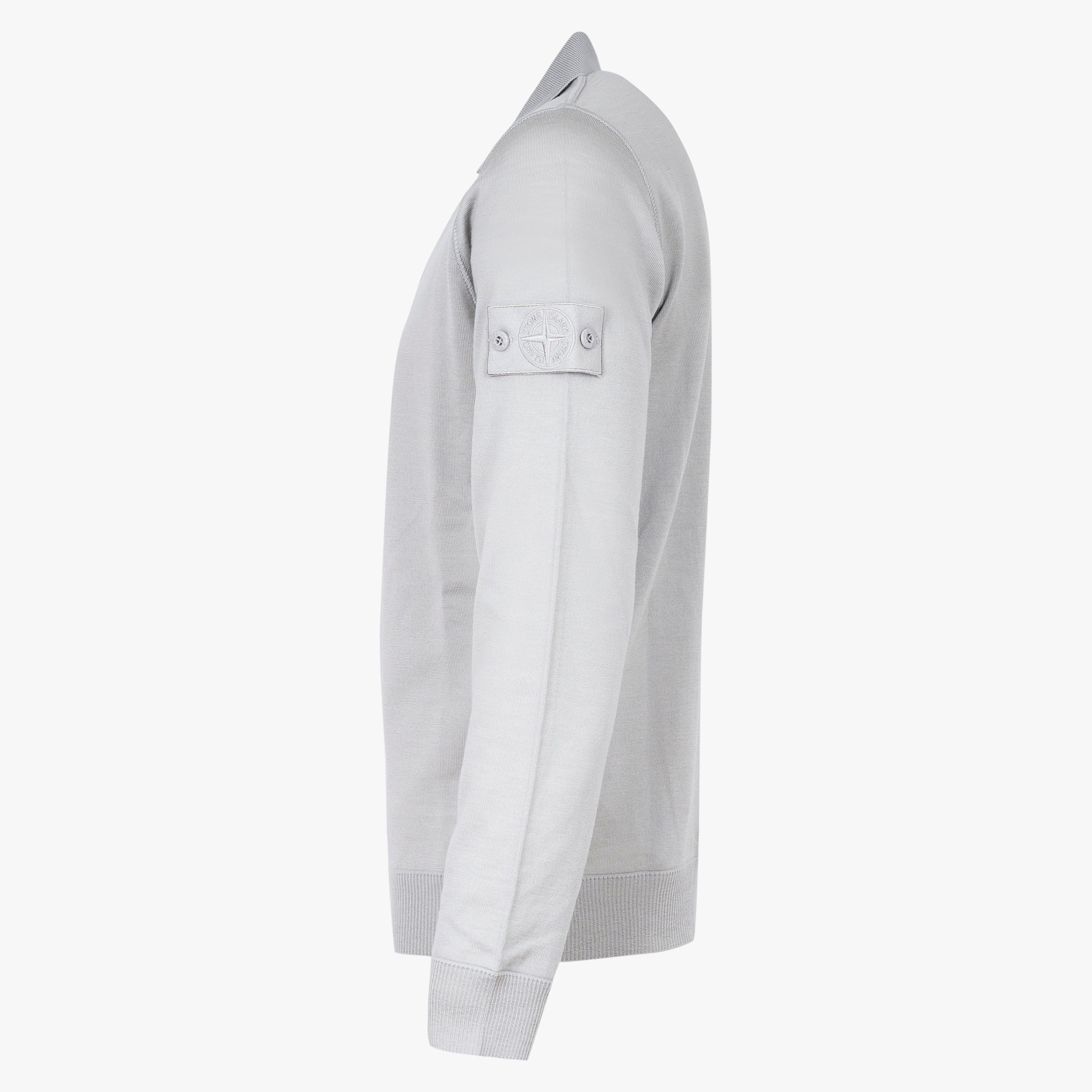 Stone Island Gebreide Polo Lange Mouw Lichtgrijs | Ghost