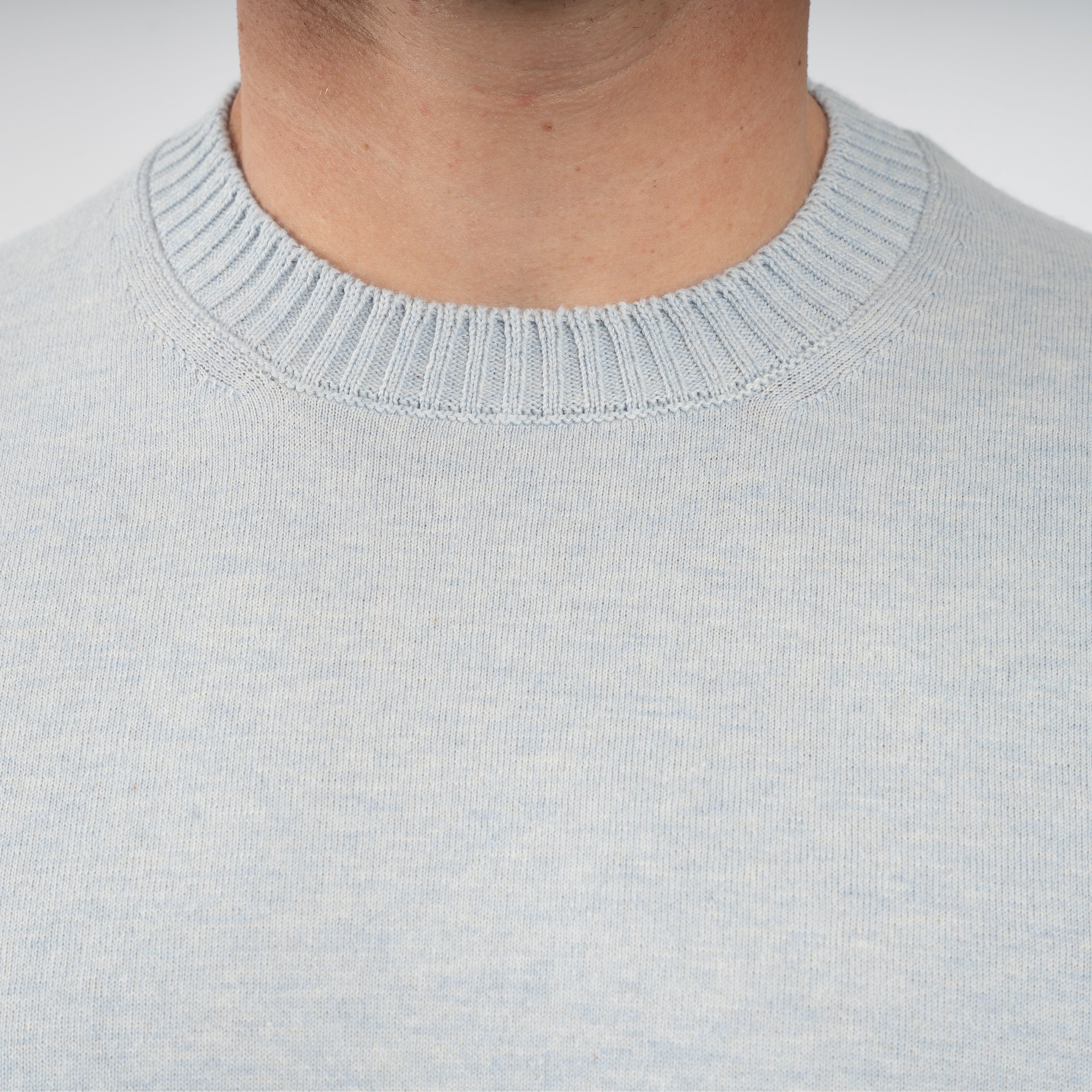 Gran Sasso Gebreide Trui Ronde Hals Lichtblauw | Cotton & Cashmere