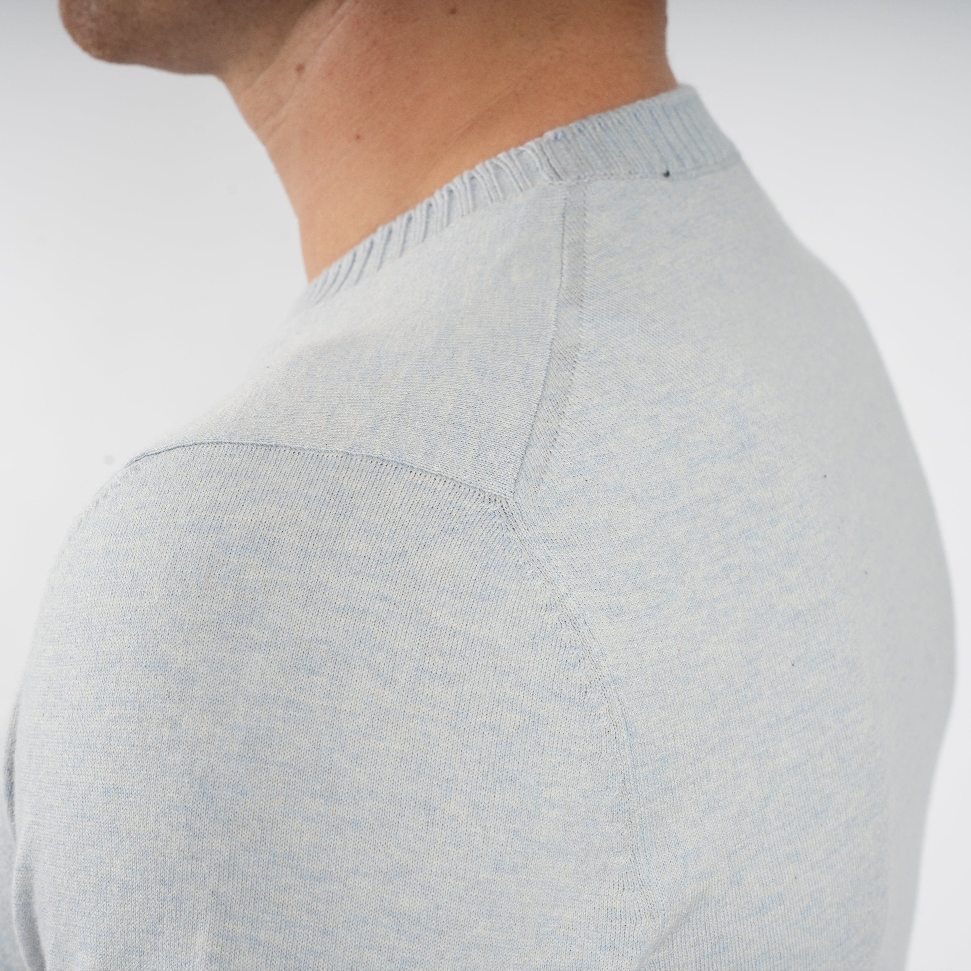 Gran Sasso Gebreide Trui Ronde Hals Lichtblauw | Cotton & Cashmere