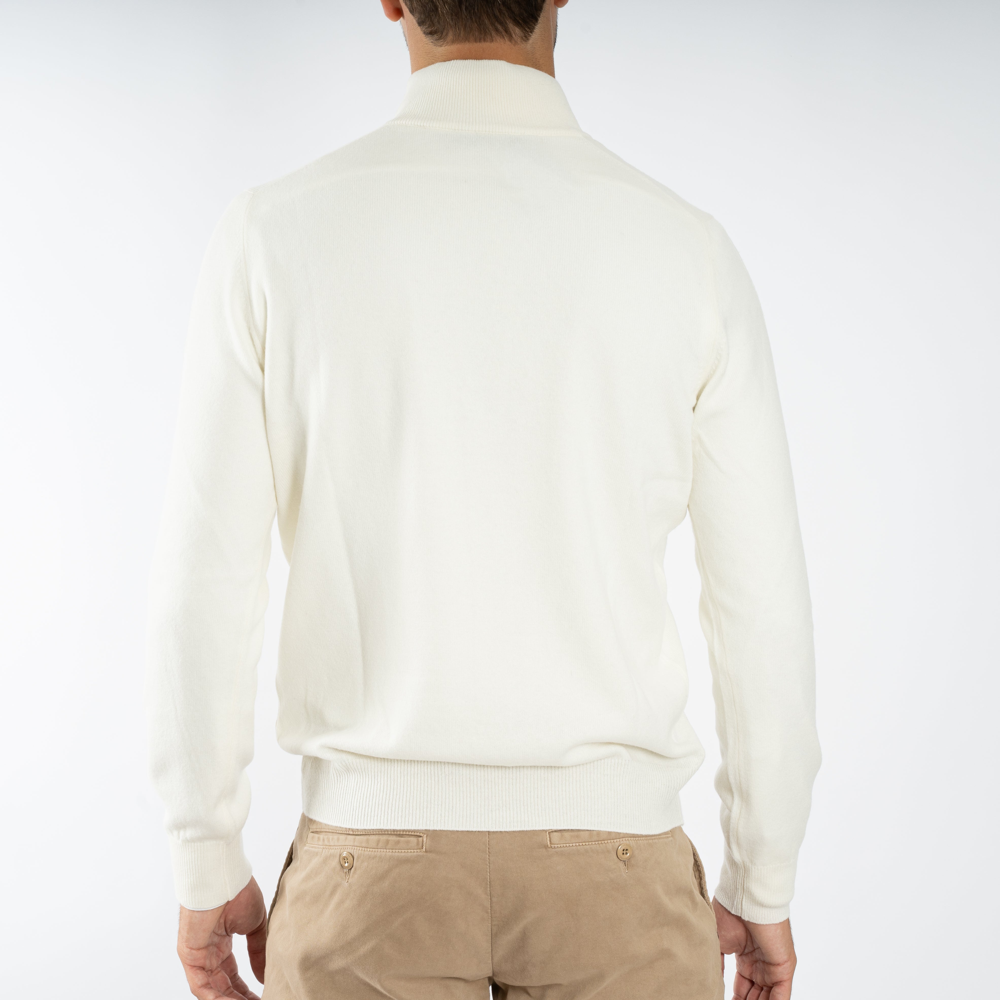 Gran Sasso Gebreide Trui met Rits Wit | Cashmere Lana