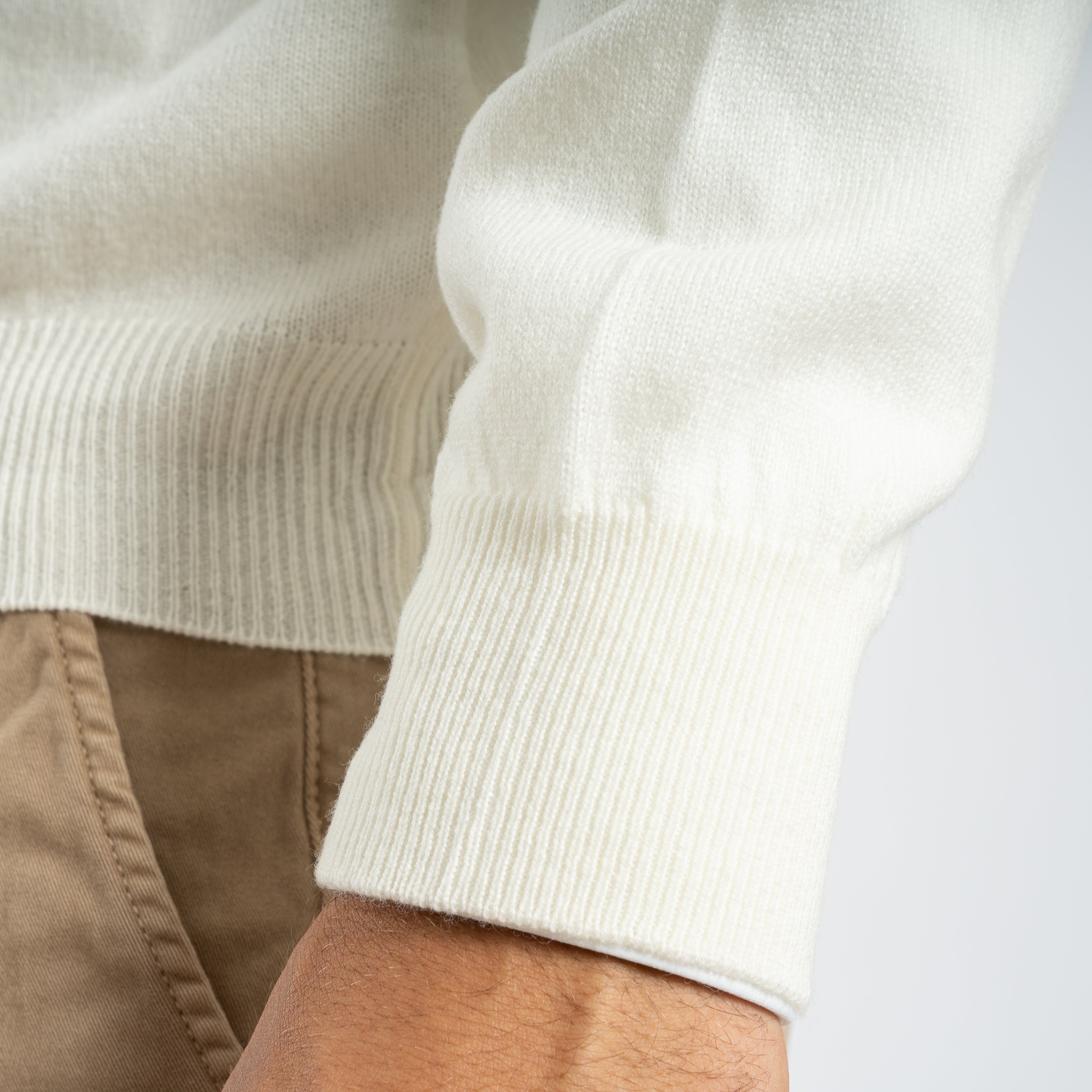 Gran Sasso Gebreide Trui met Rits Wit | Cashmere Lana