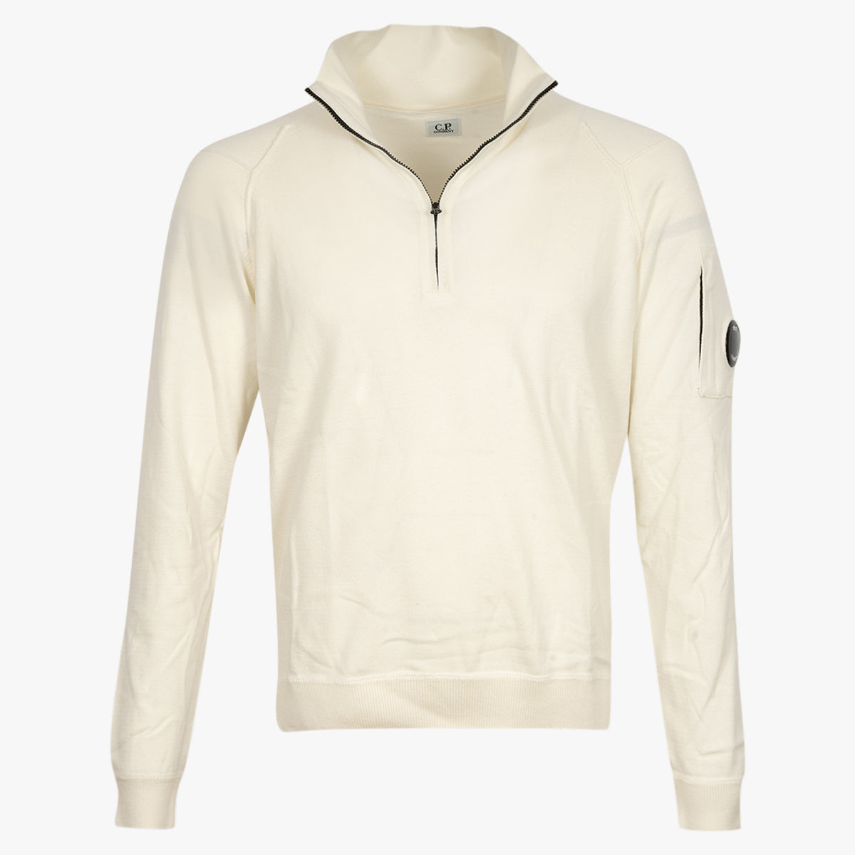 CP Company Gebreide Trui met Rits Creme | Lens Knit