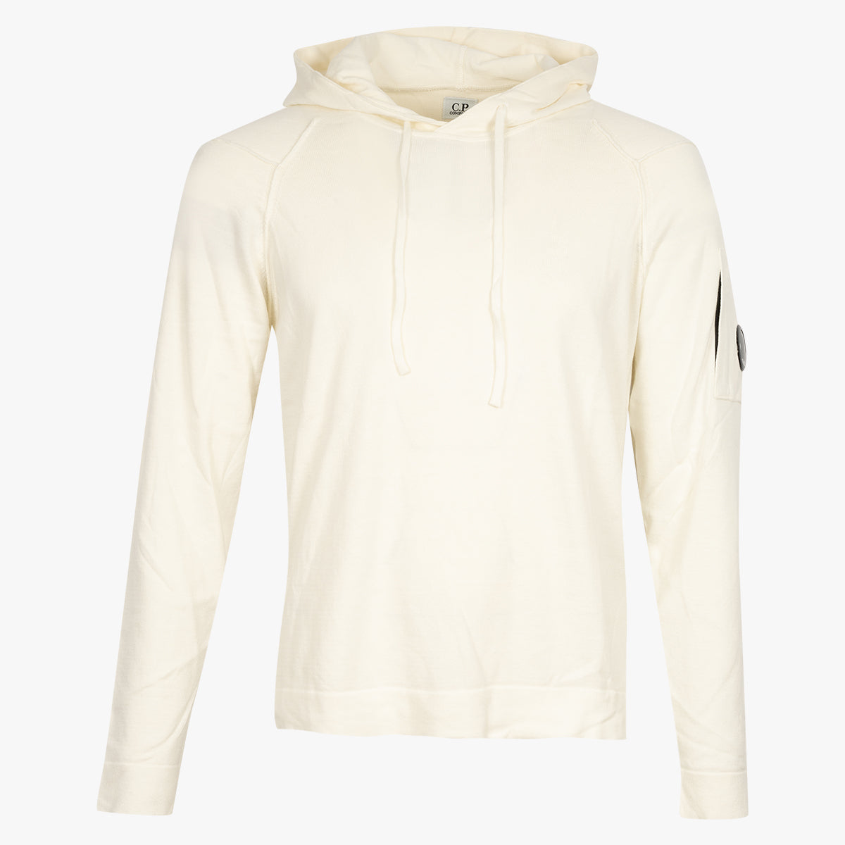 CP Company Gebreide Hoodie Creme | Hooded Lens Knit
