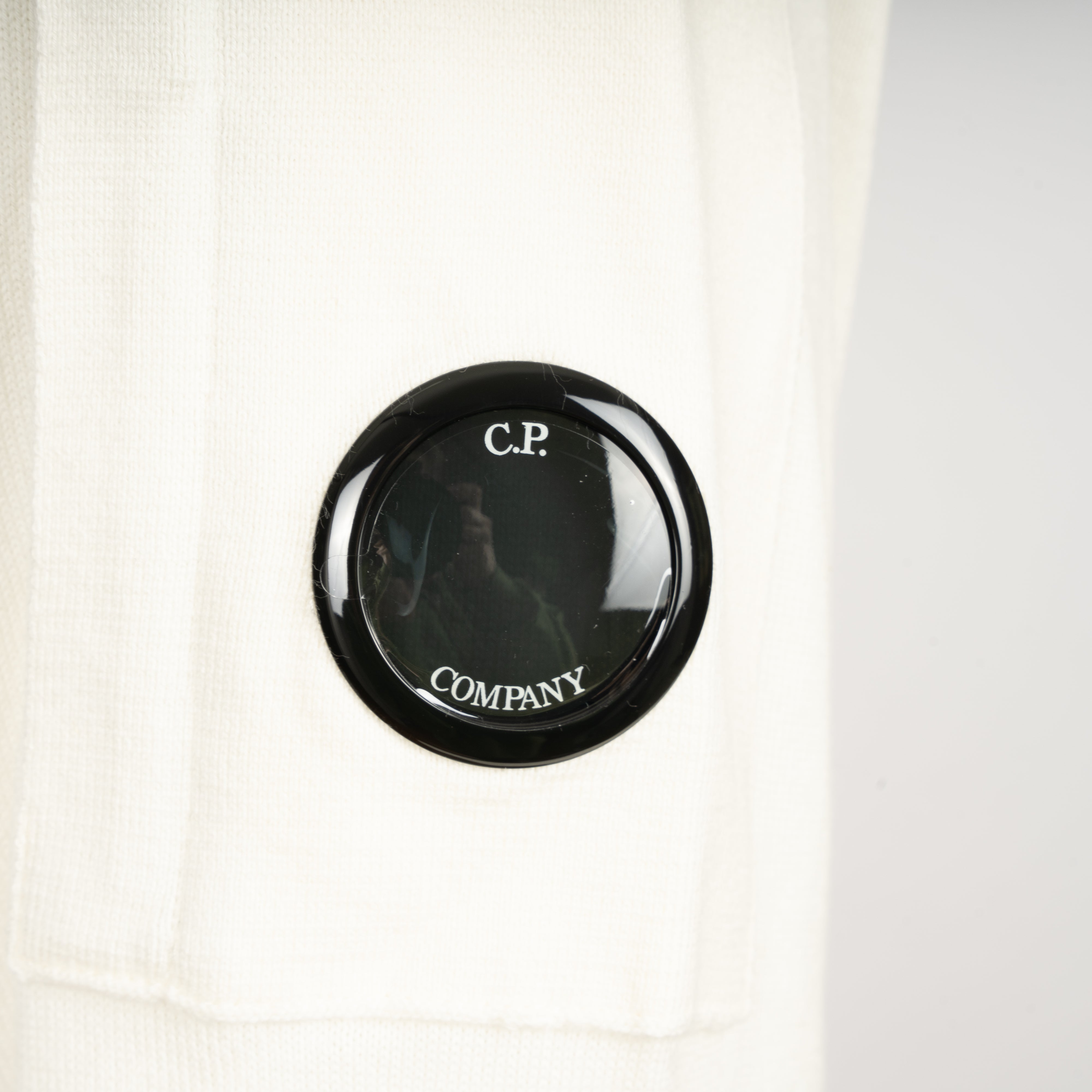 CP Company Gebreide Hoodie Creme | Hooded Lens Knit