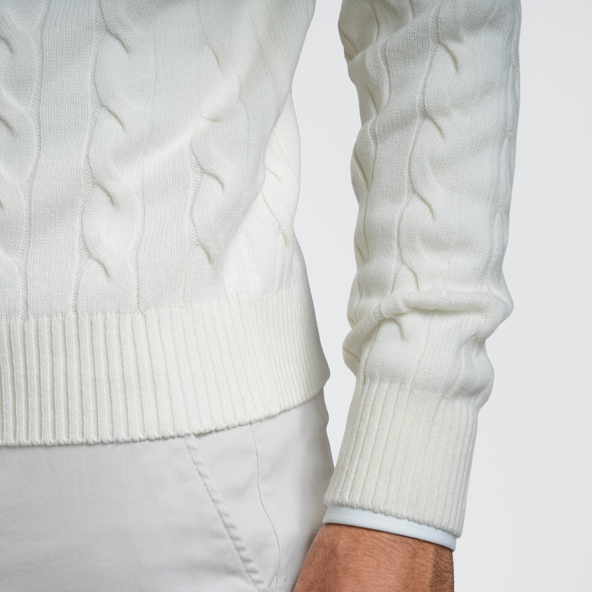 Gran Sasso Gebreide Polo Lange Mouwen Crème | Cashmere Blend