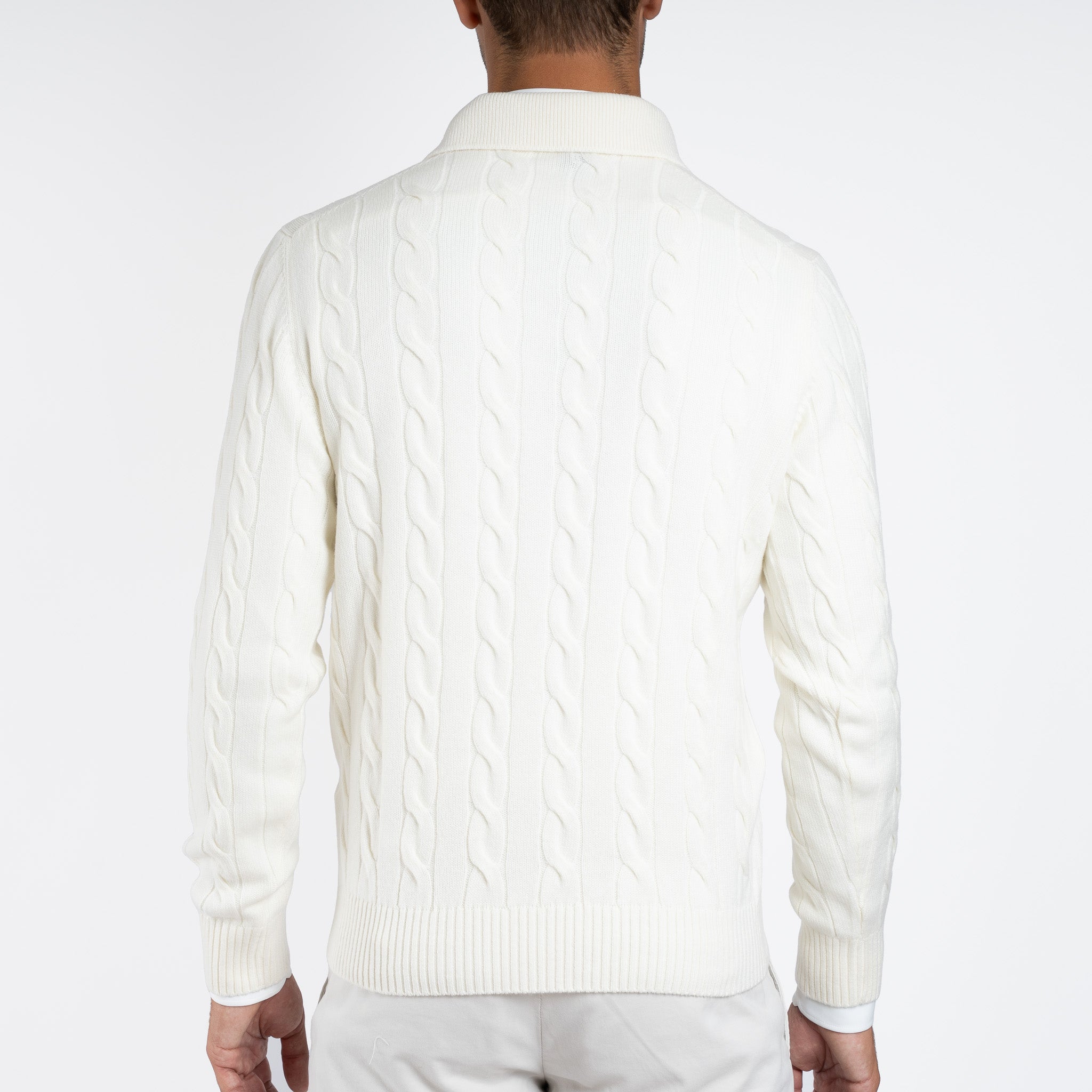 Gran Sasso Gebreide Polo Lange Mouwen Crème | Cashmere Blend