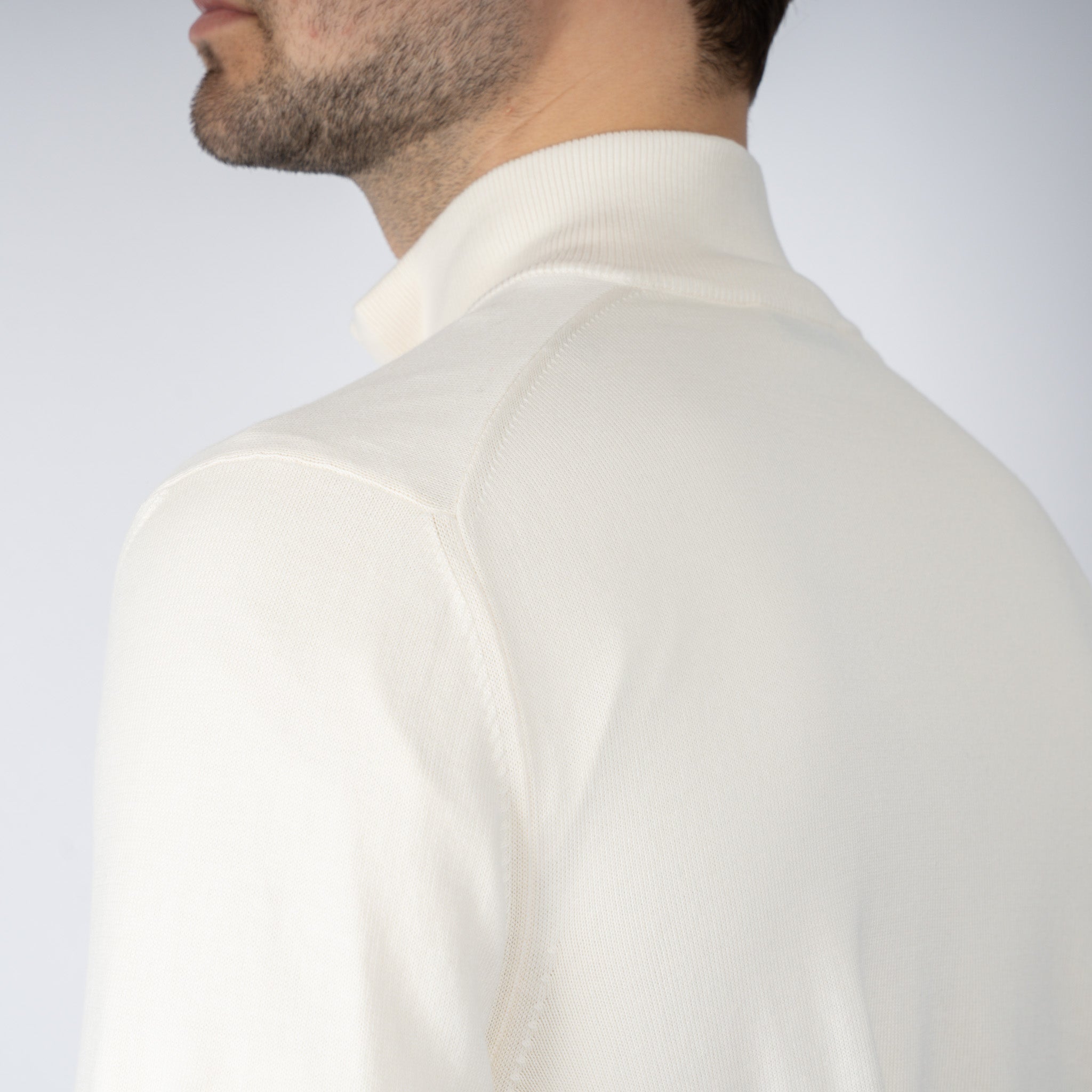 Gran Sasso Gebreide Trui met Rits Crème | Egyptian Cotton