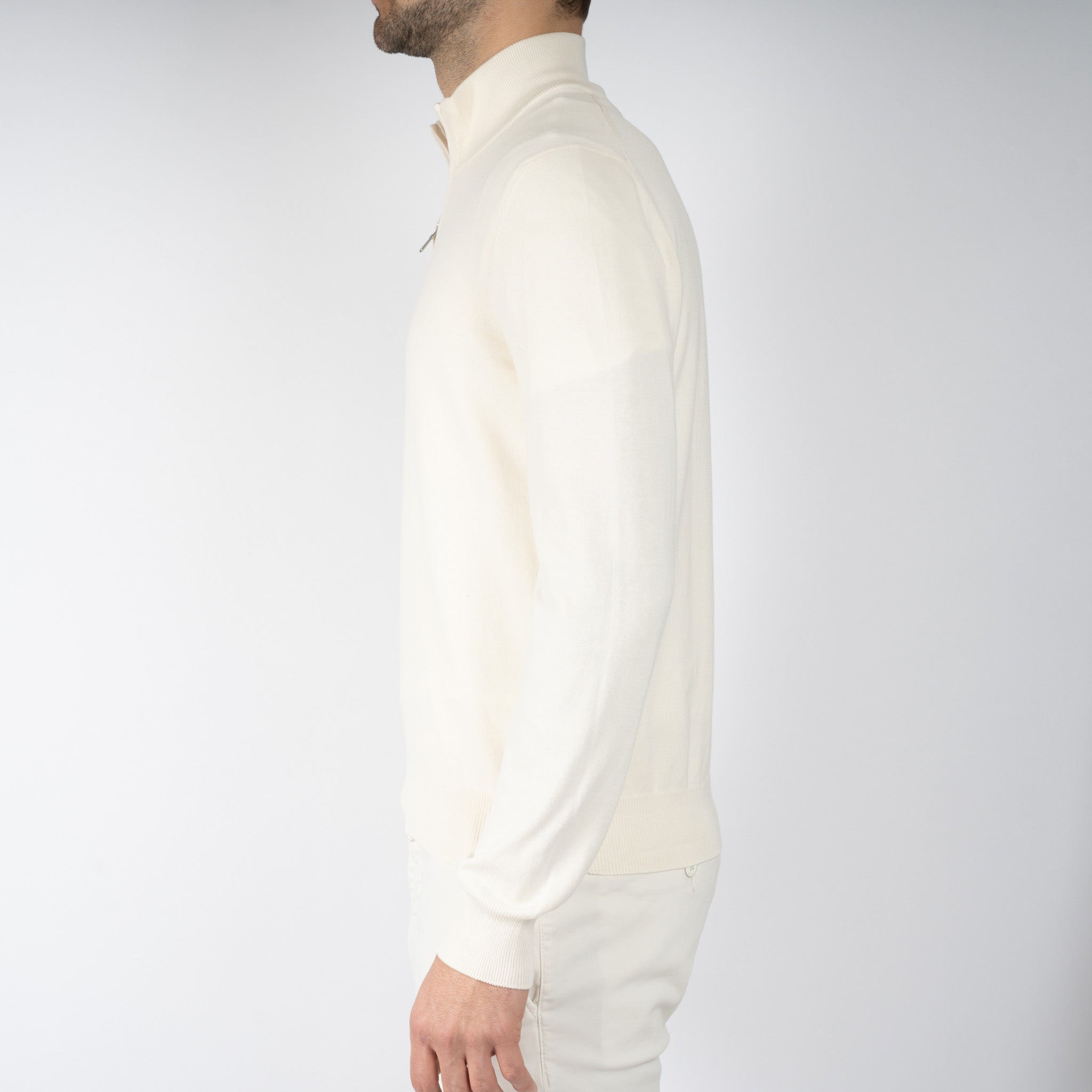 Gran Sasso Gebreide Trui met Rits Crème | Egyptian Cotton