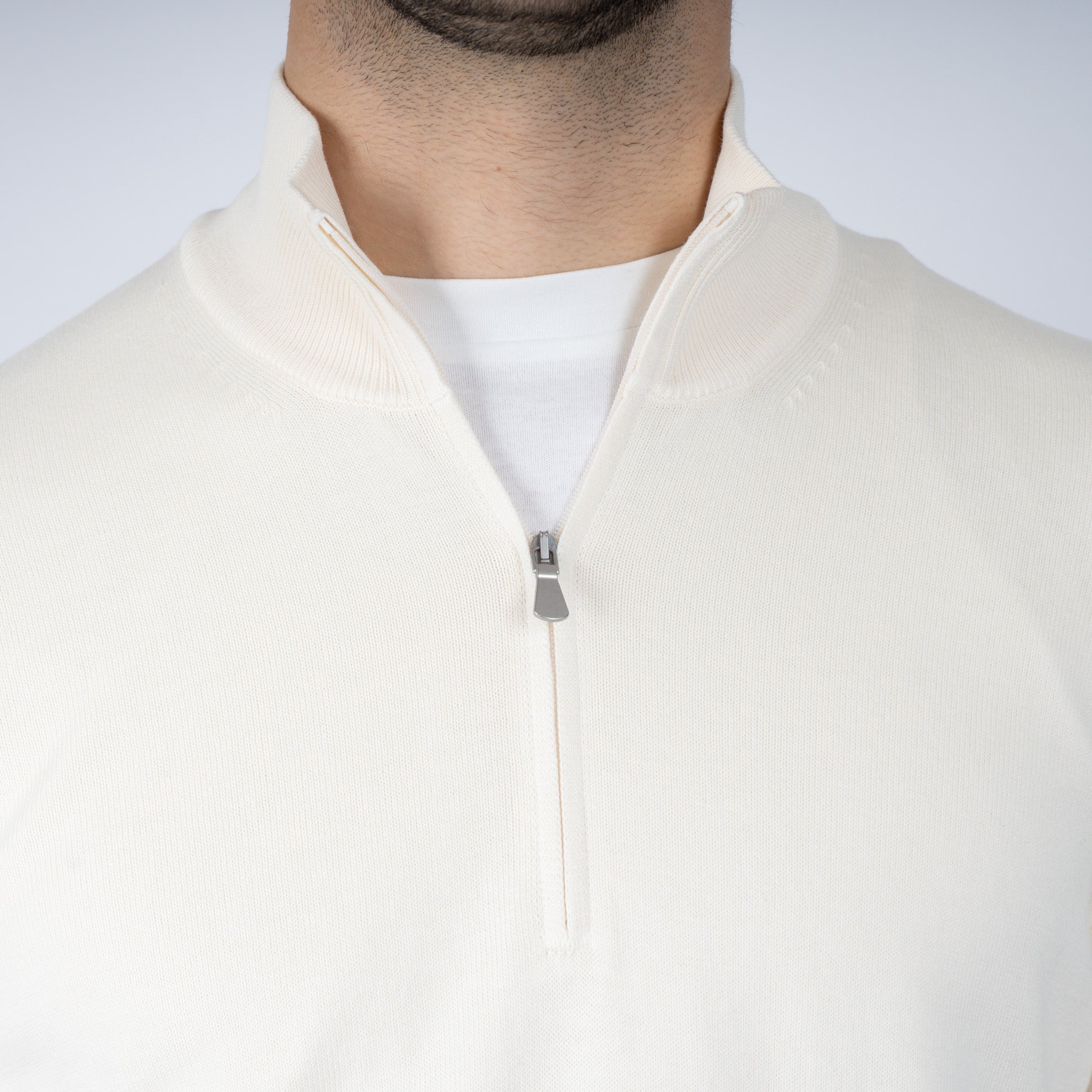 Gran Sasso Gebreide Trui met Rits Crème | Egyptian Cotton