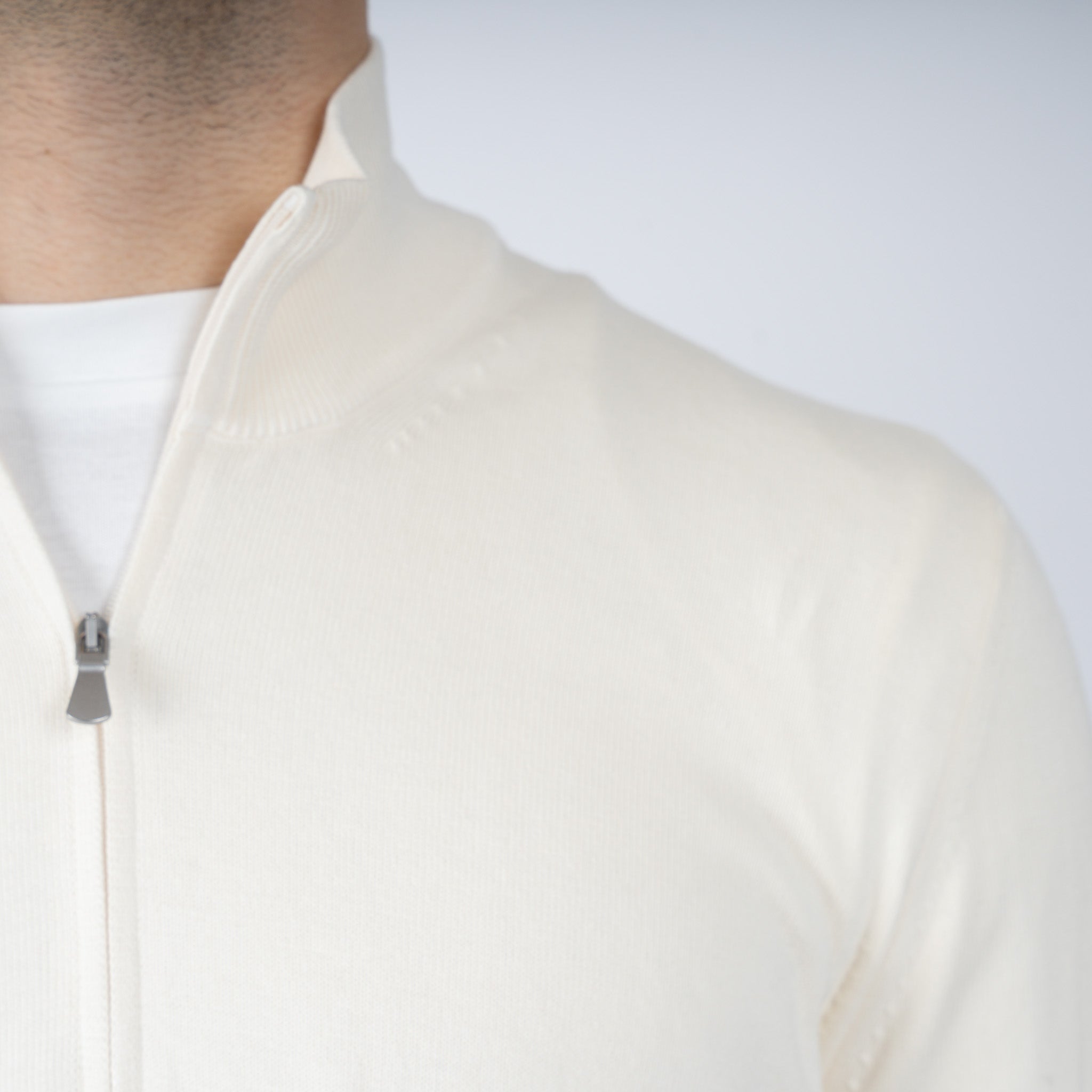 Gran Sasso Gebreide Trui met Rits Crème | Egyptian Cotton