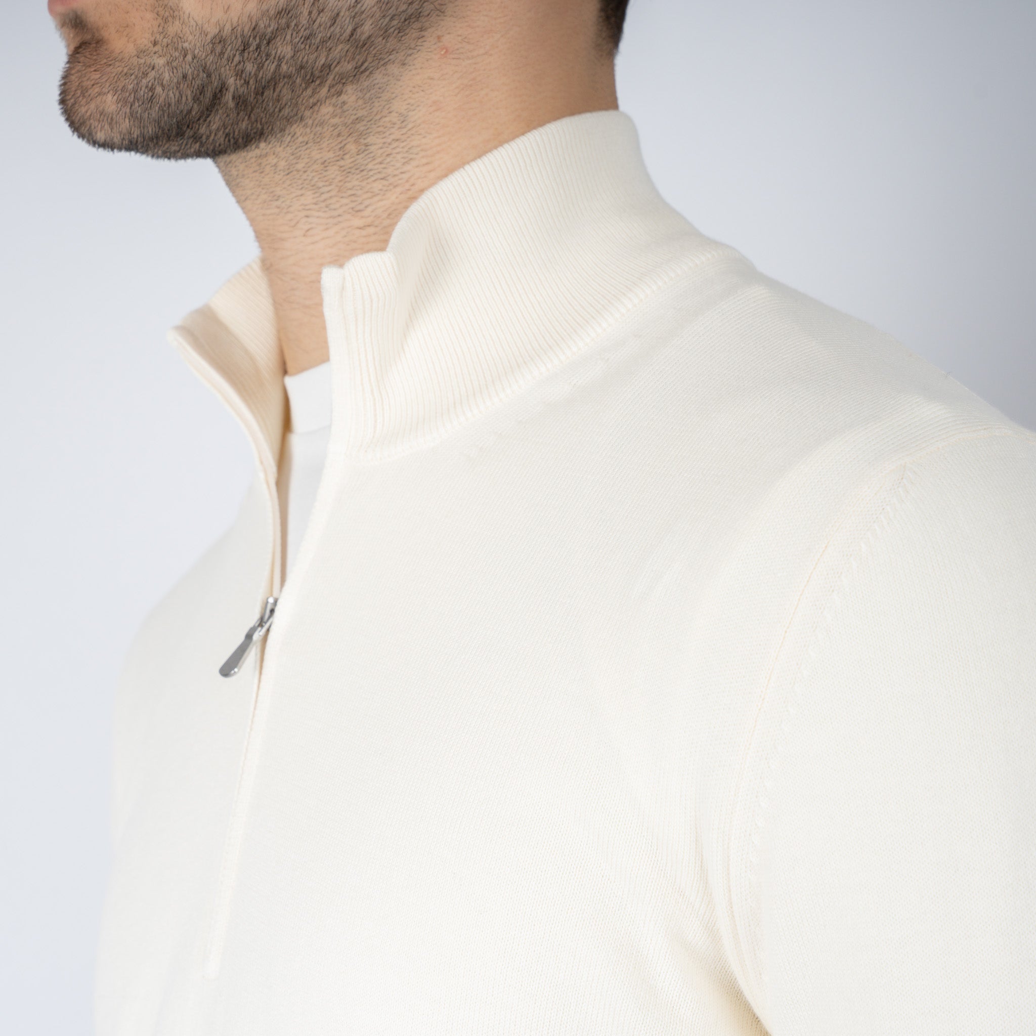 Gran Sasso Gebreide Trui met Rits Crème | Egyptian Cotton