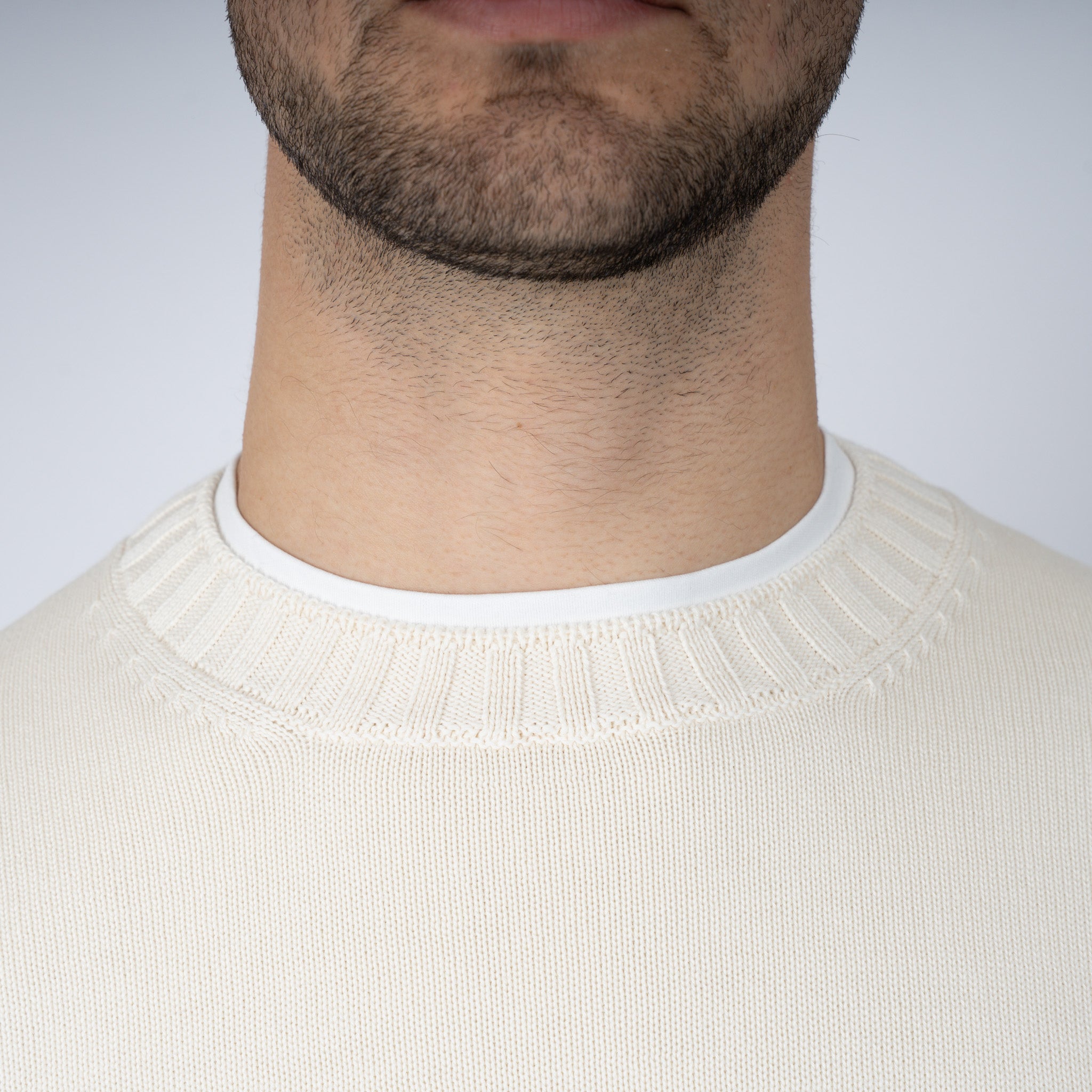 Gran Sasso Gebreide Trui Ronde Hals Crème | Egyptian Cotton