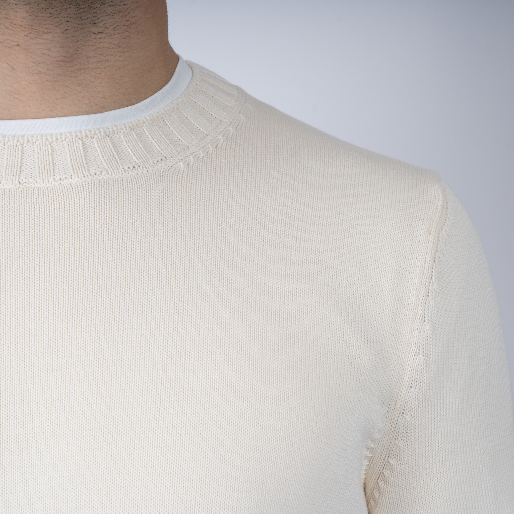 Gran Sasso Gebreide Trui Ronde Hals Crème | Egyptian Cotton