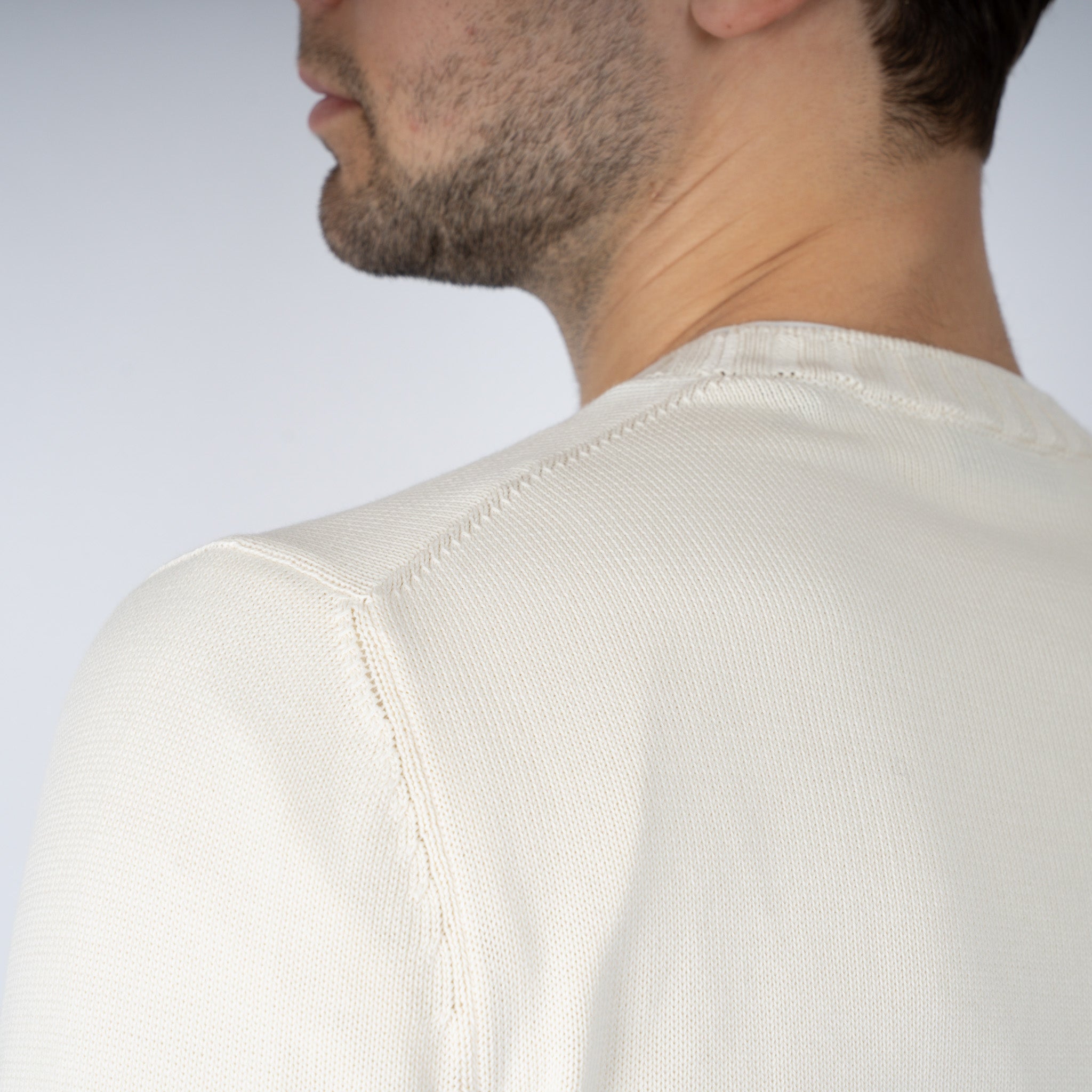 Gran Sasso Gebreide Trui Ronde Hals Crème | Egyptian Cotton