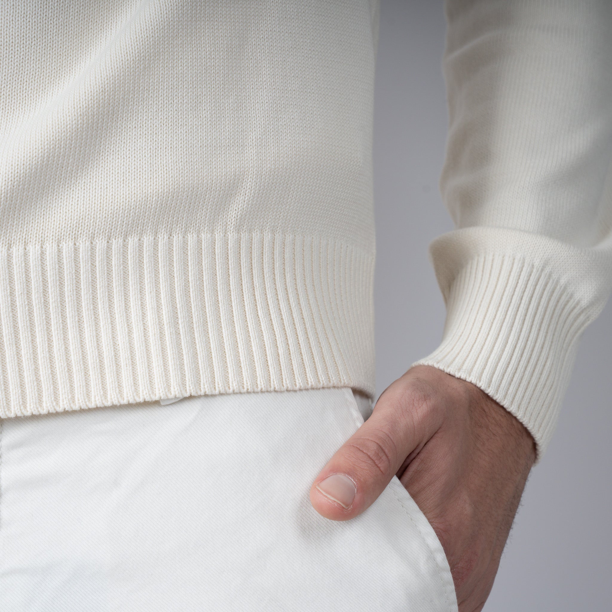 Gran Sasso Gebreide Trui Ronde Hals Crème | Egyptian Cotton