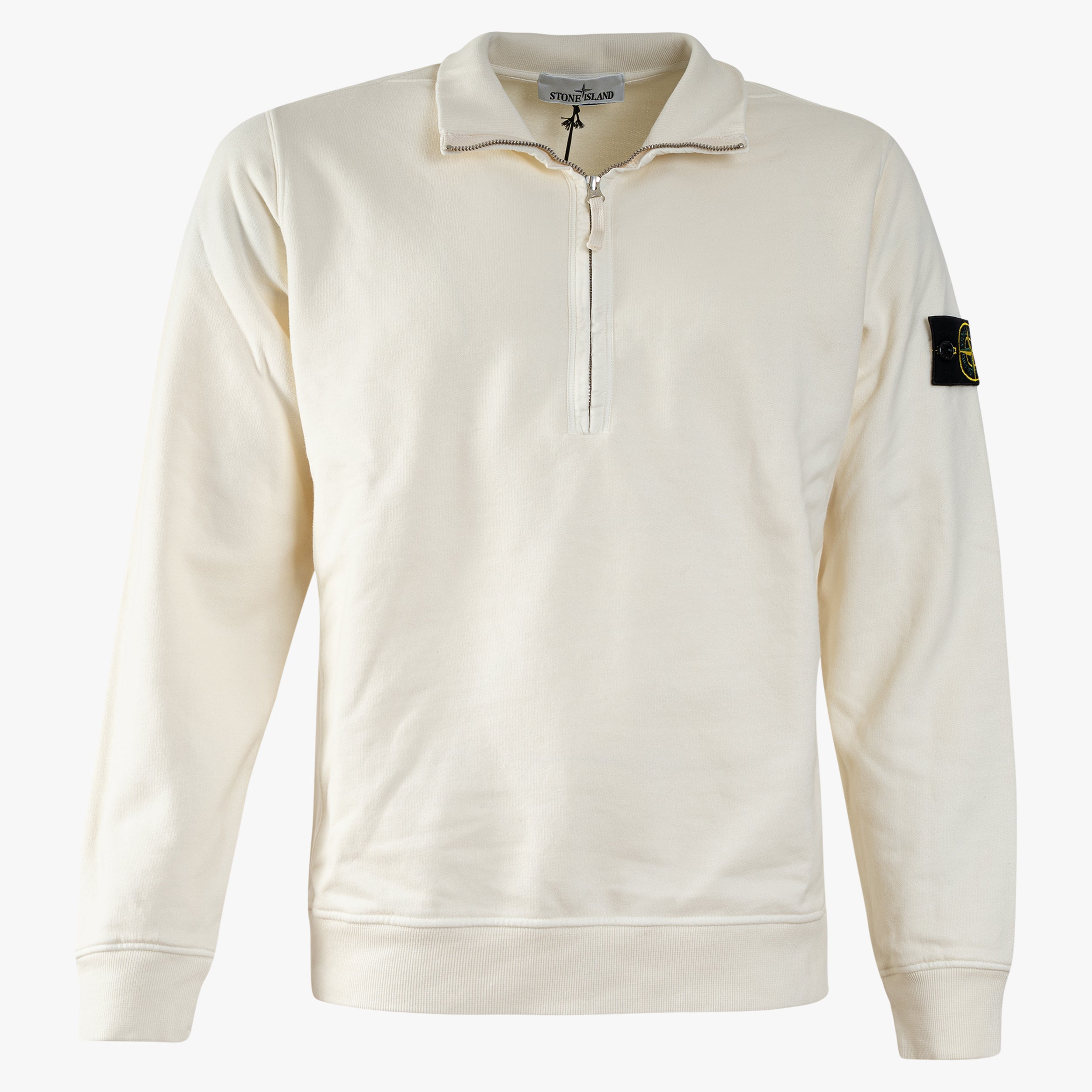 Stone Island Sweater met Rits Crème | Brushed Cotton