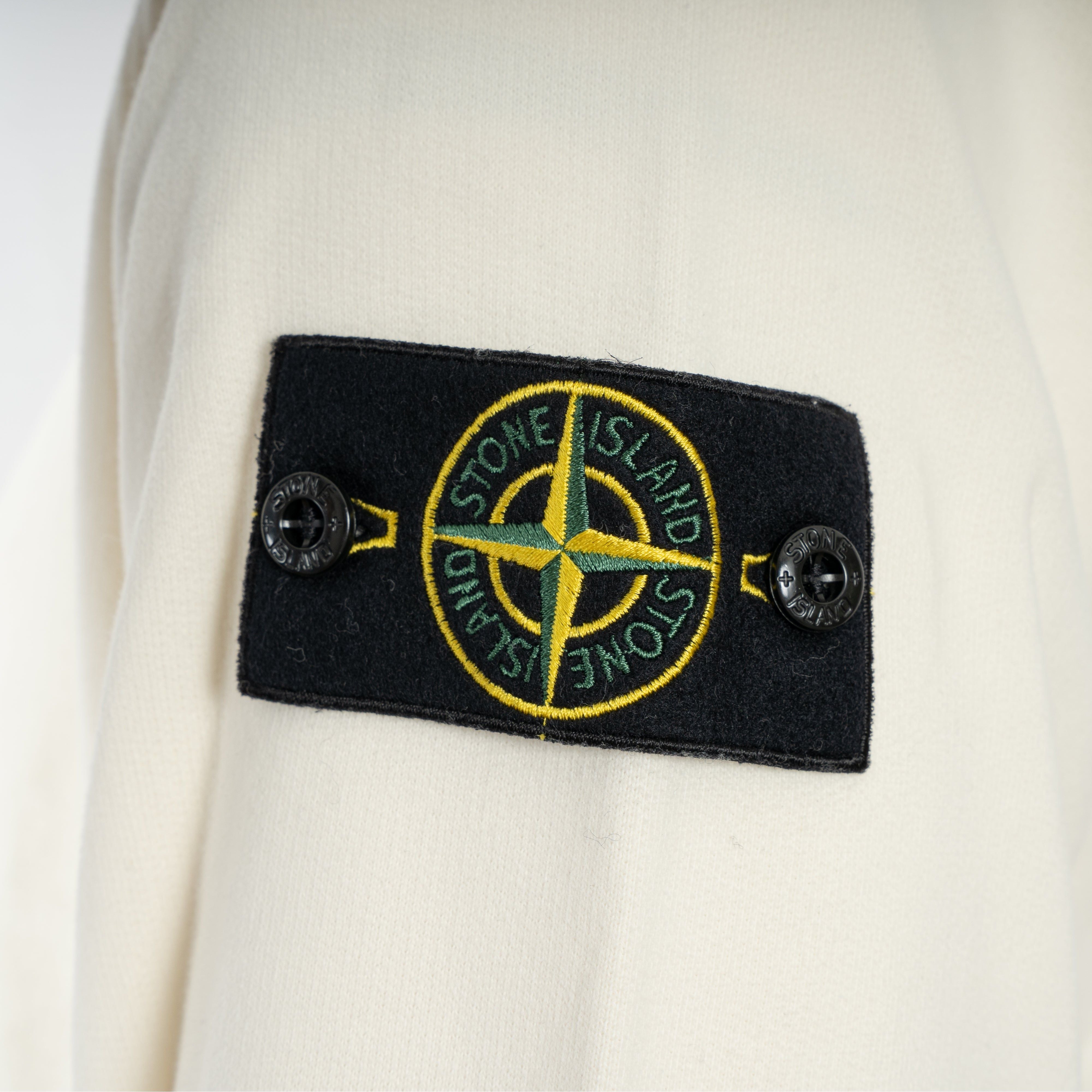 Stone Island Sweater met Rits Crème | Brushed Cotton