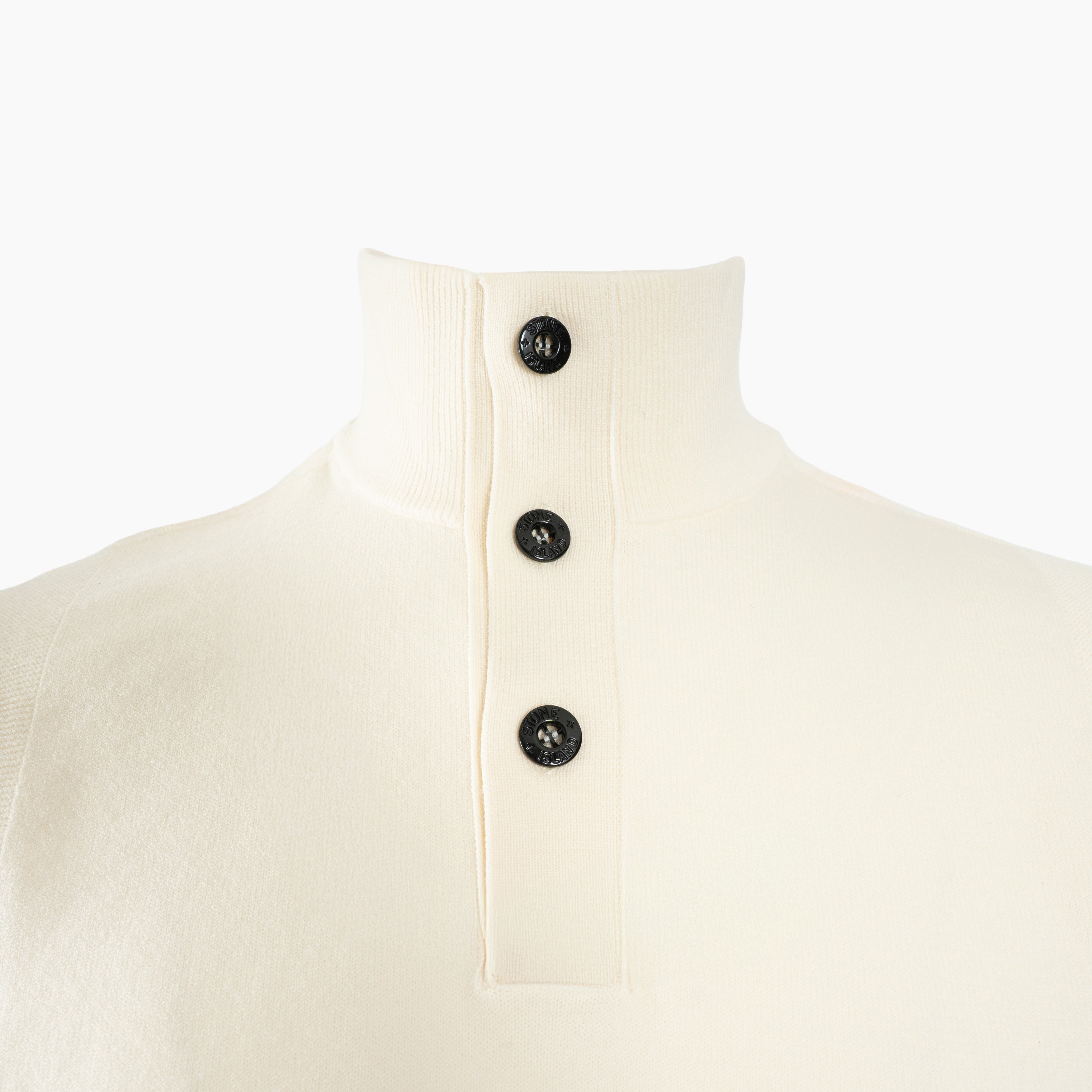 Stone Island Gebreide Trui met Knopenlijst Crème | Stretch RWS Wool
