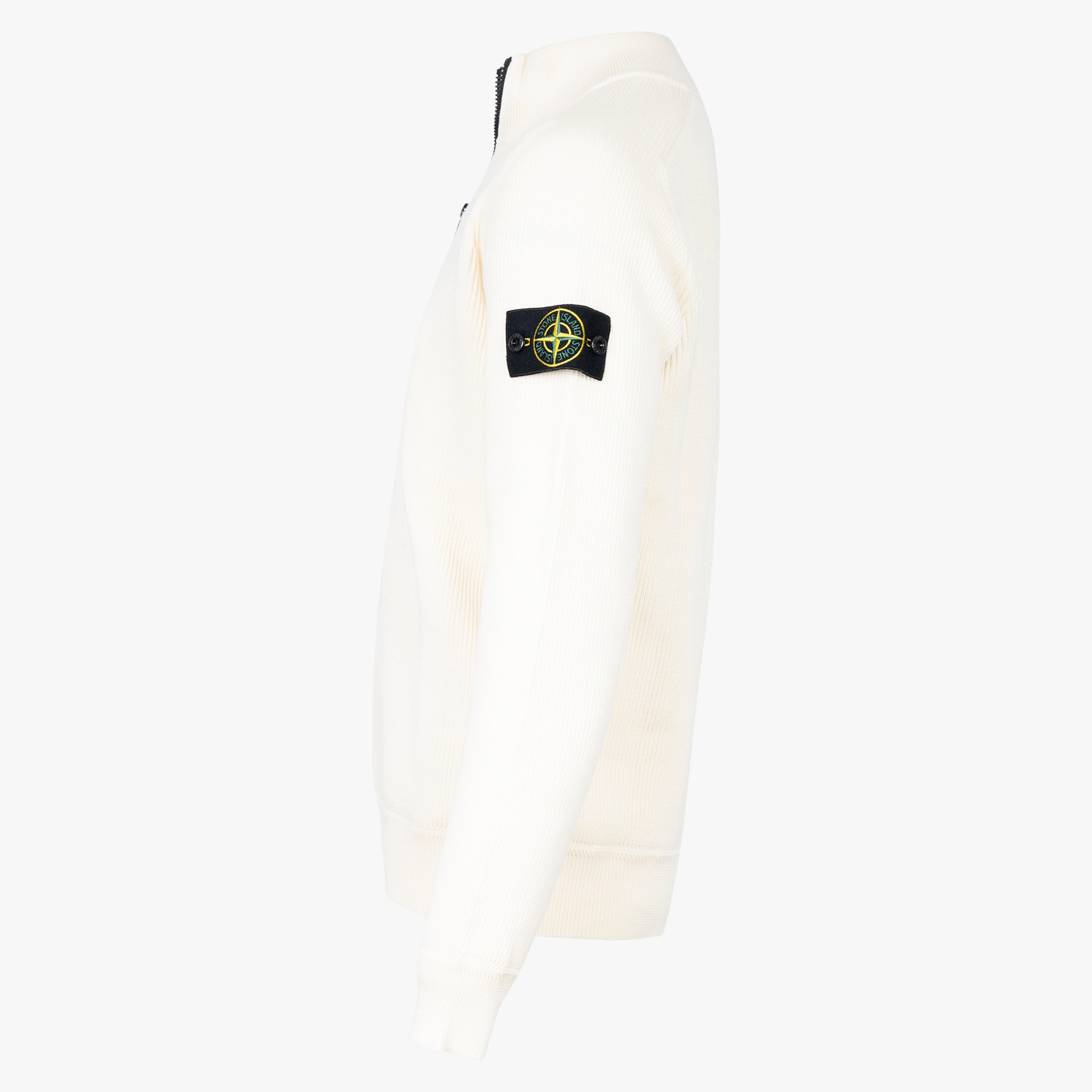 Stone Island Gebreide Trui met Rits Crème | Soft Organic Cotton