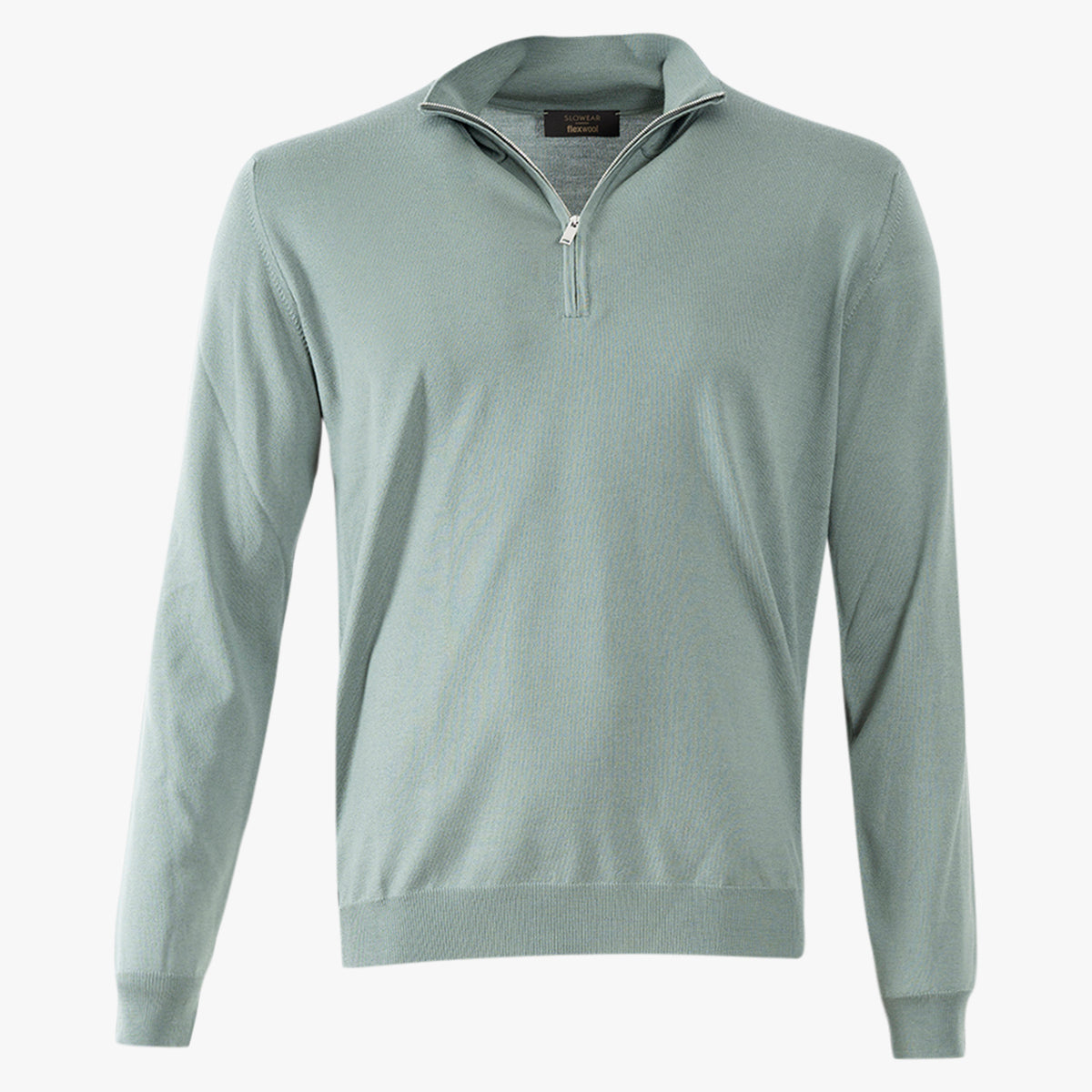 Zanone Gebreide Trui met rits Lichtgroen | Flexwool